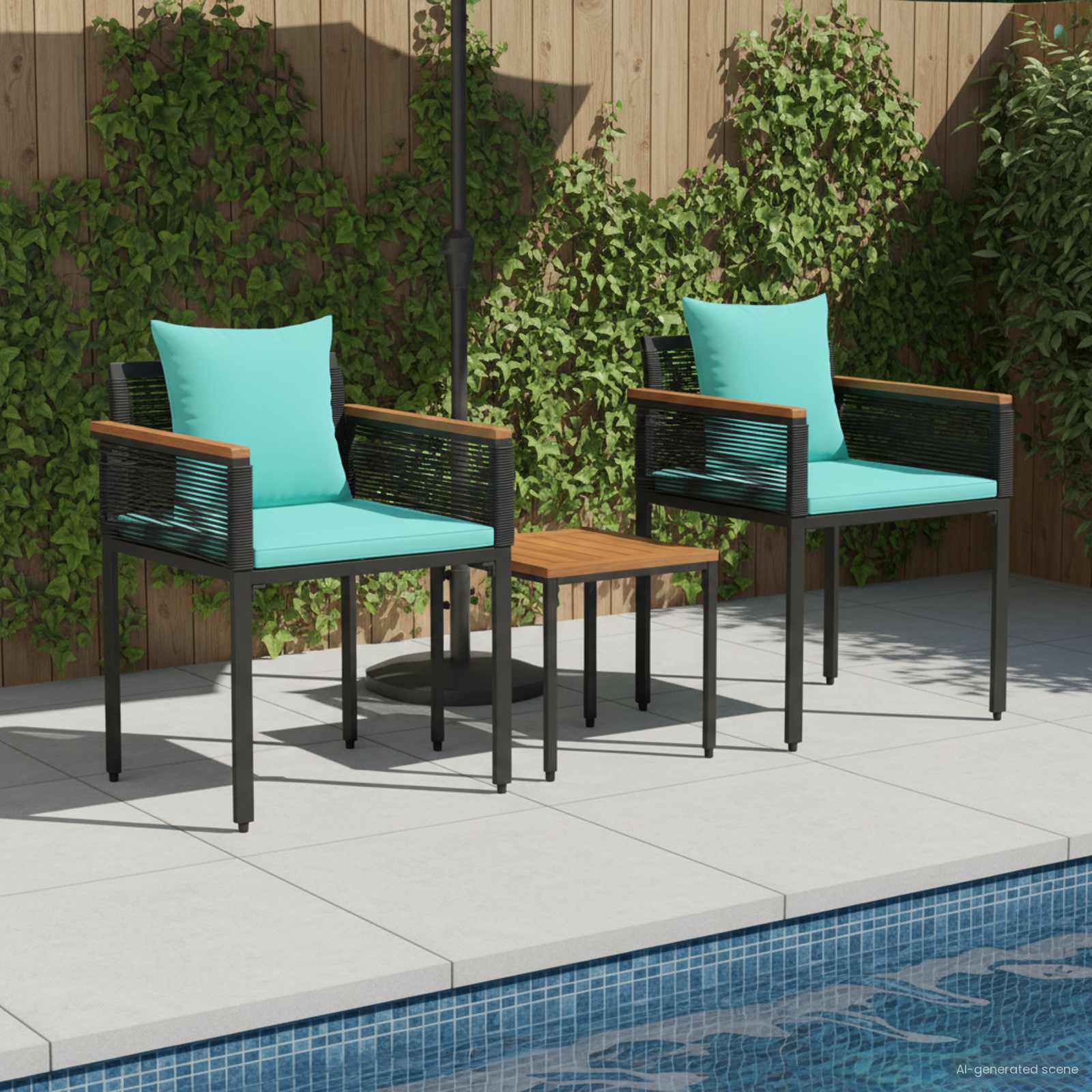 vidaXL Buitenmeubelset met kussen 4 pcs Zwart en Cream Wit PE Rattan