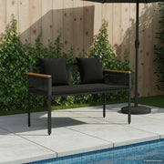 vidaXL Tuinbank met kussen Zwart 117 x 54 x 74.5 cm poly rattan