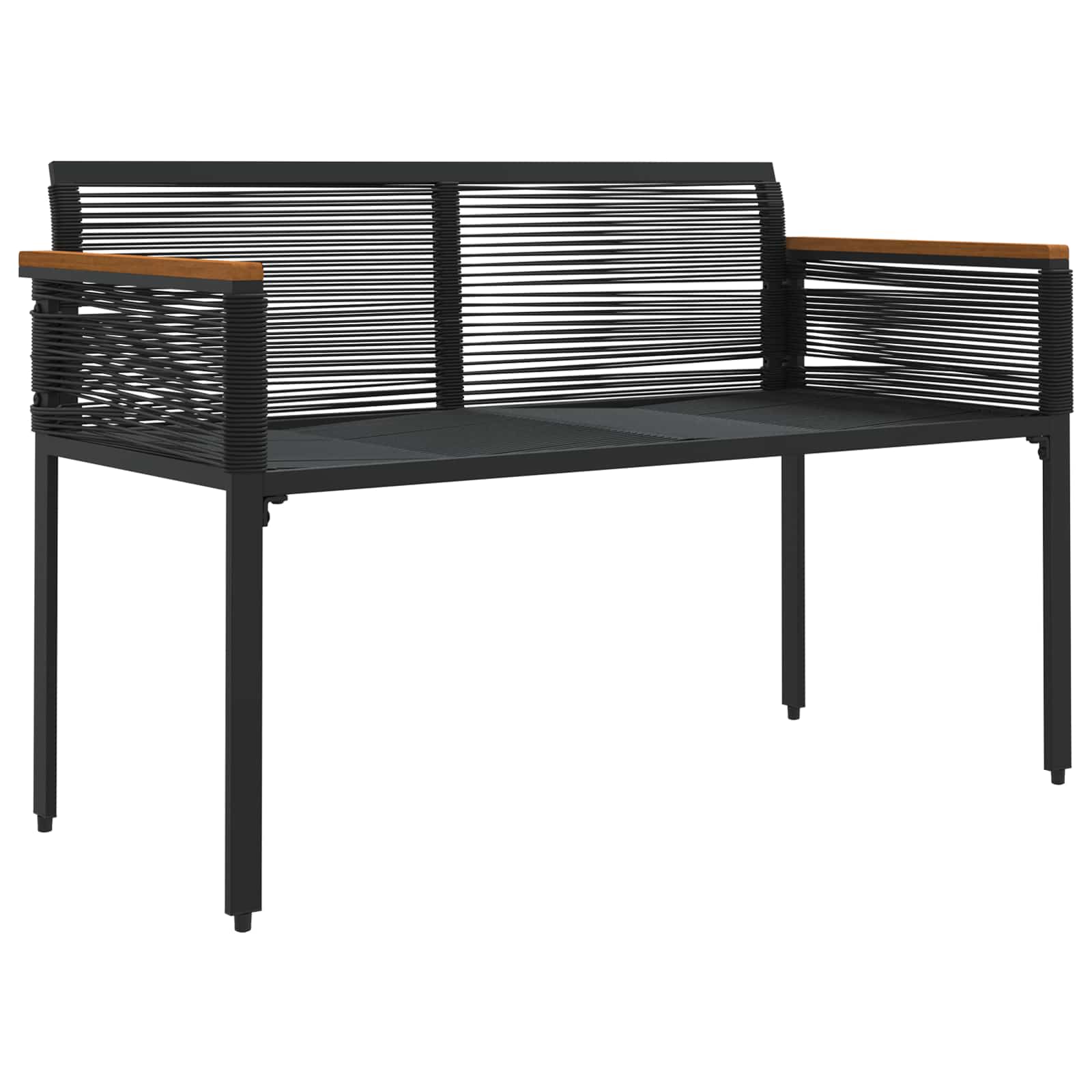 vidaXL Tuinbank met kussen Zwart 117 x 54 x 74.5 cm poly rattan