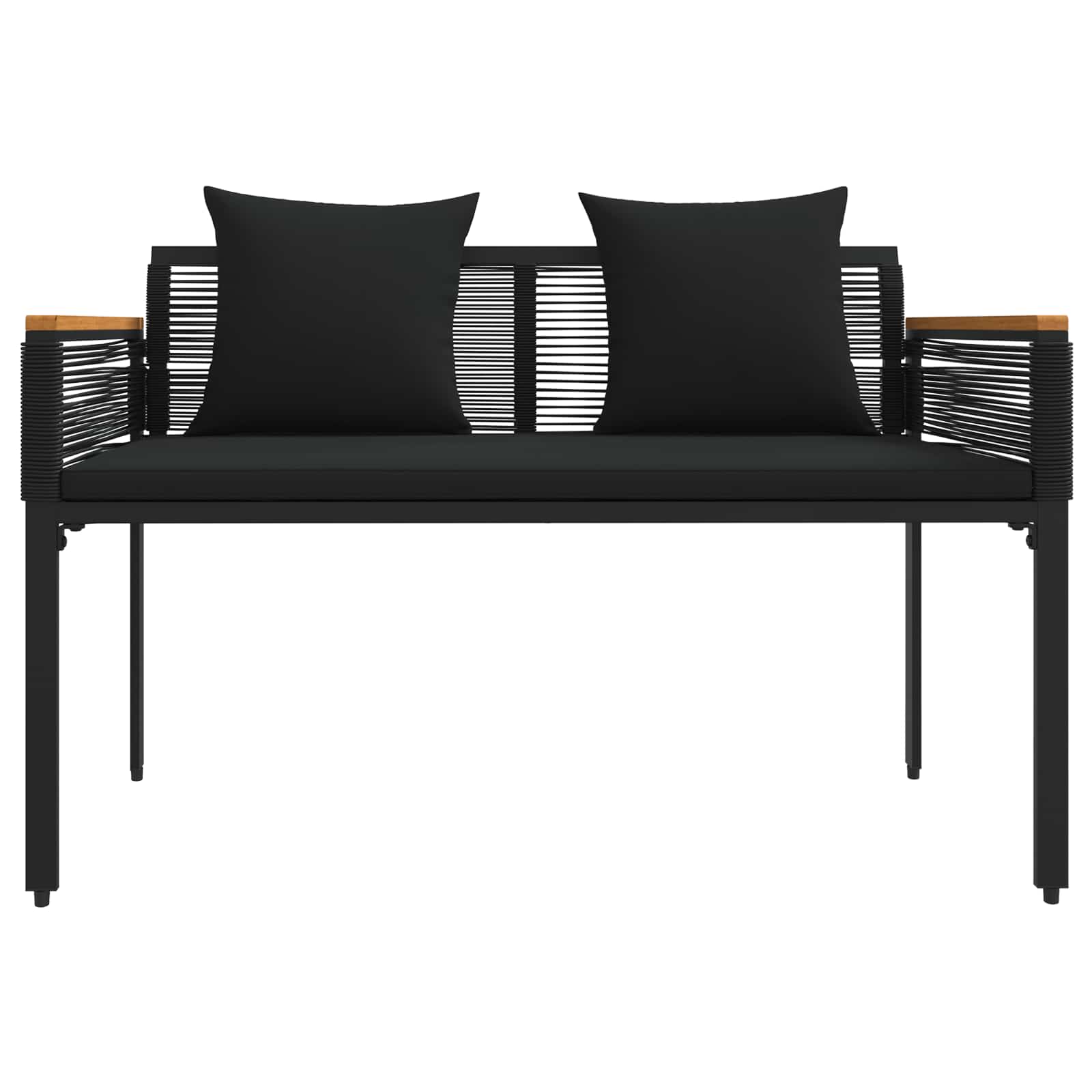 vidaXL Tuinbank met kussen Zwart 117 x 54 x 74.5 cm poly rattan