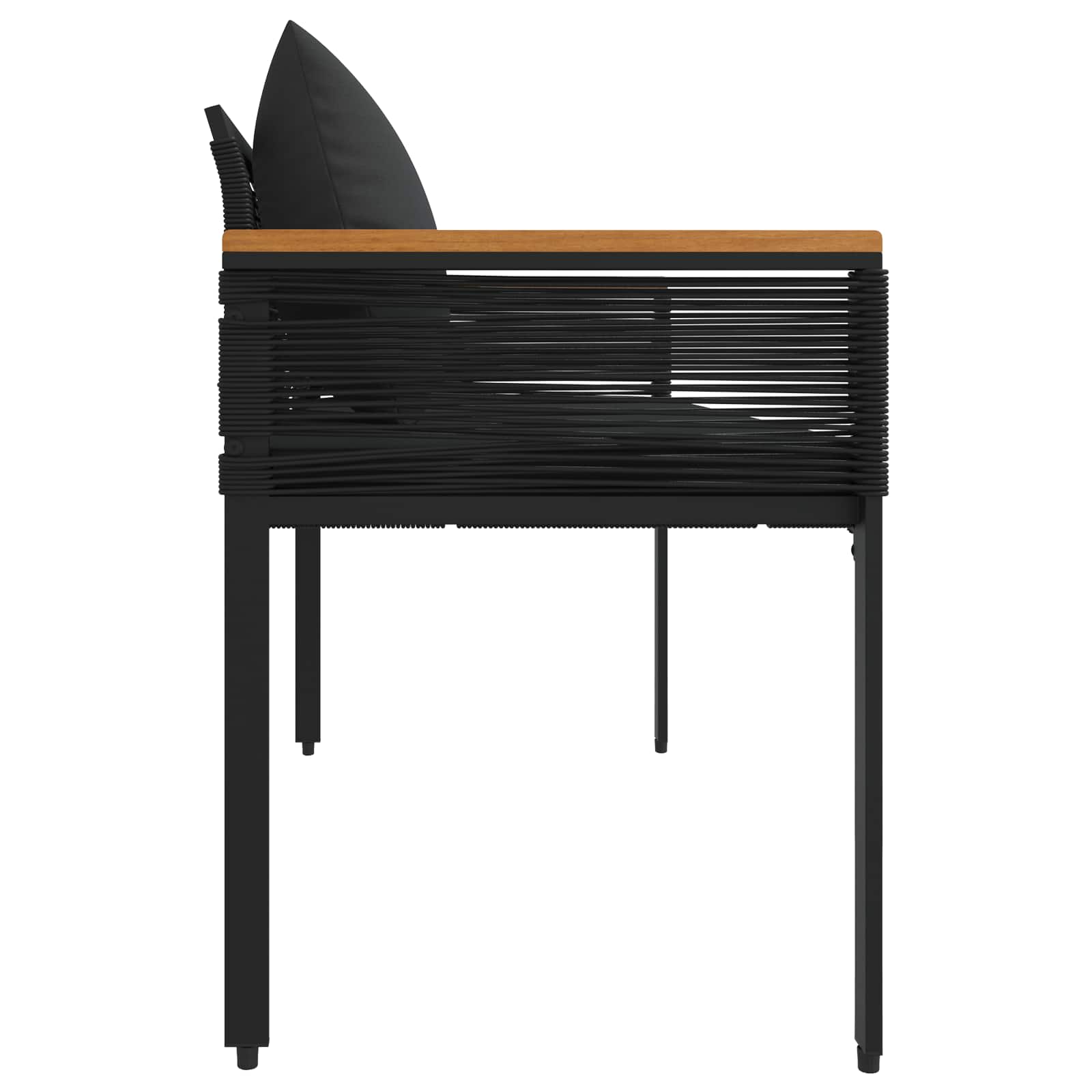 vidaXL Tuinbank met kussen Zwart 117 x 54 x 74.5 cm poly rattan