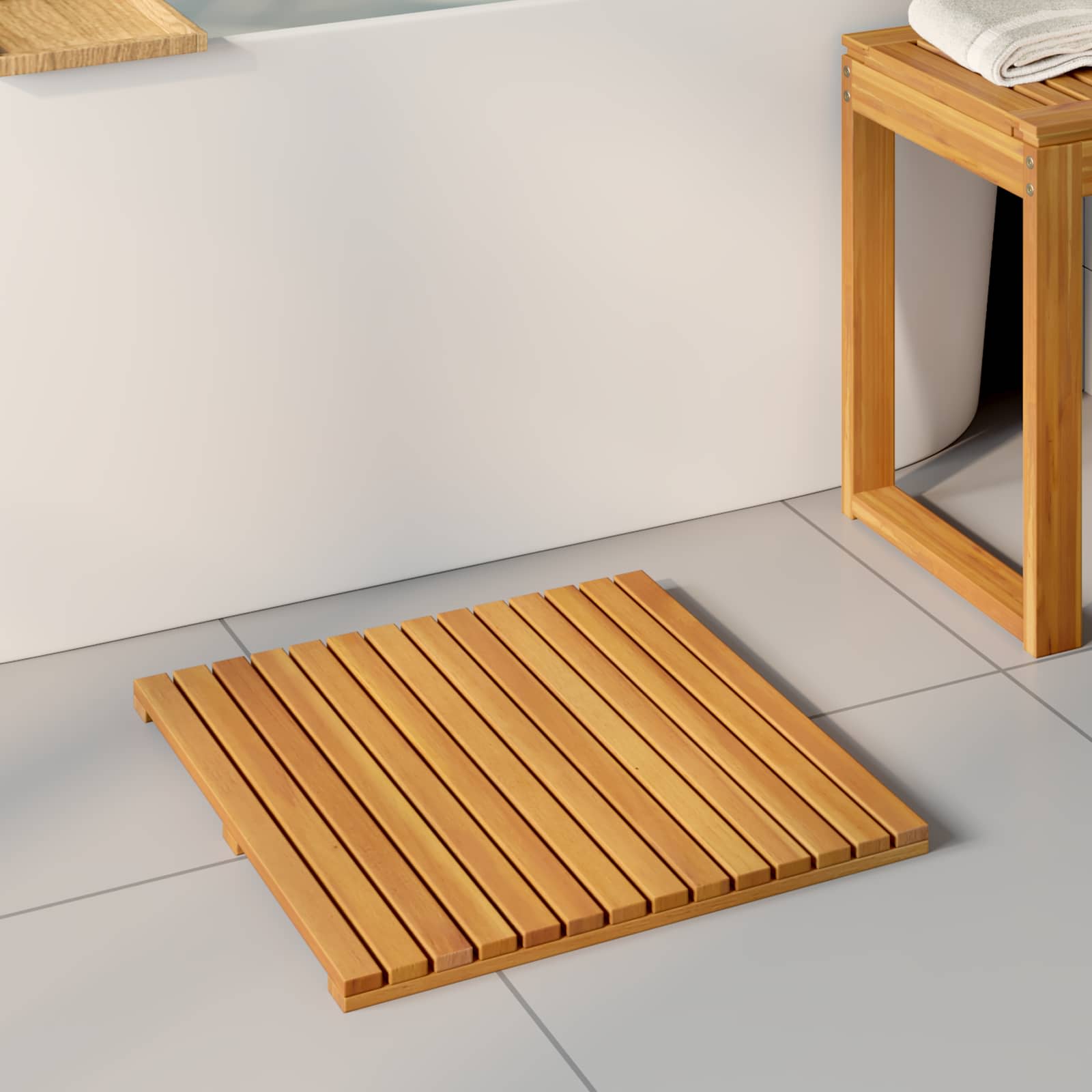 vidaXL Badmat Effen Bruin 60 x 40 cm Hout