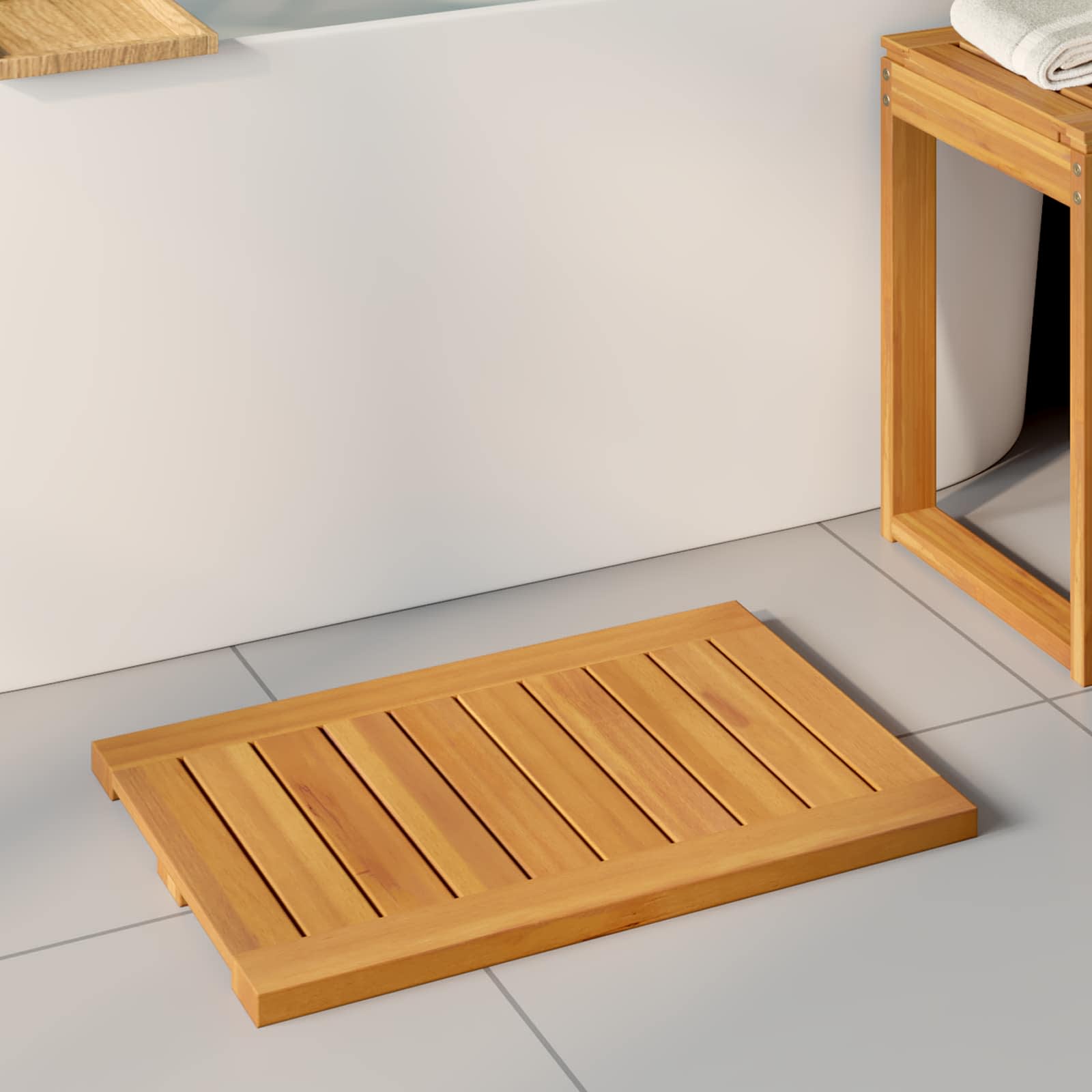 vidaXL Badmat Effen Bruin 60 x 40 cm Hout