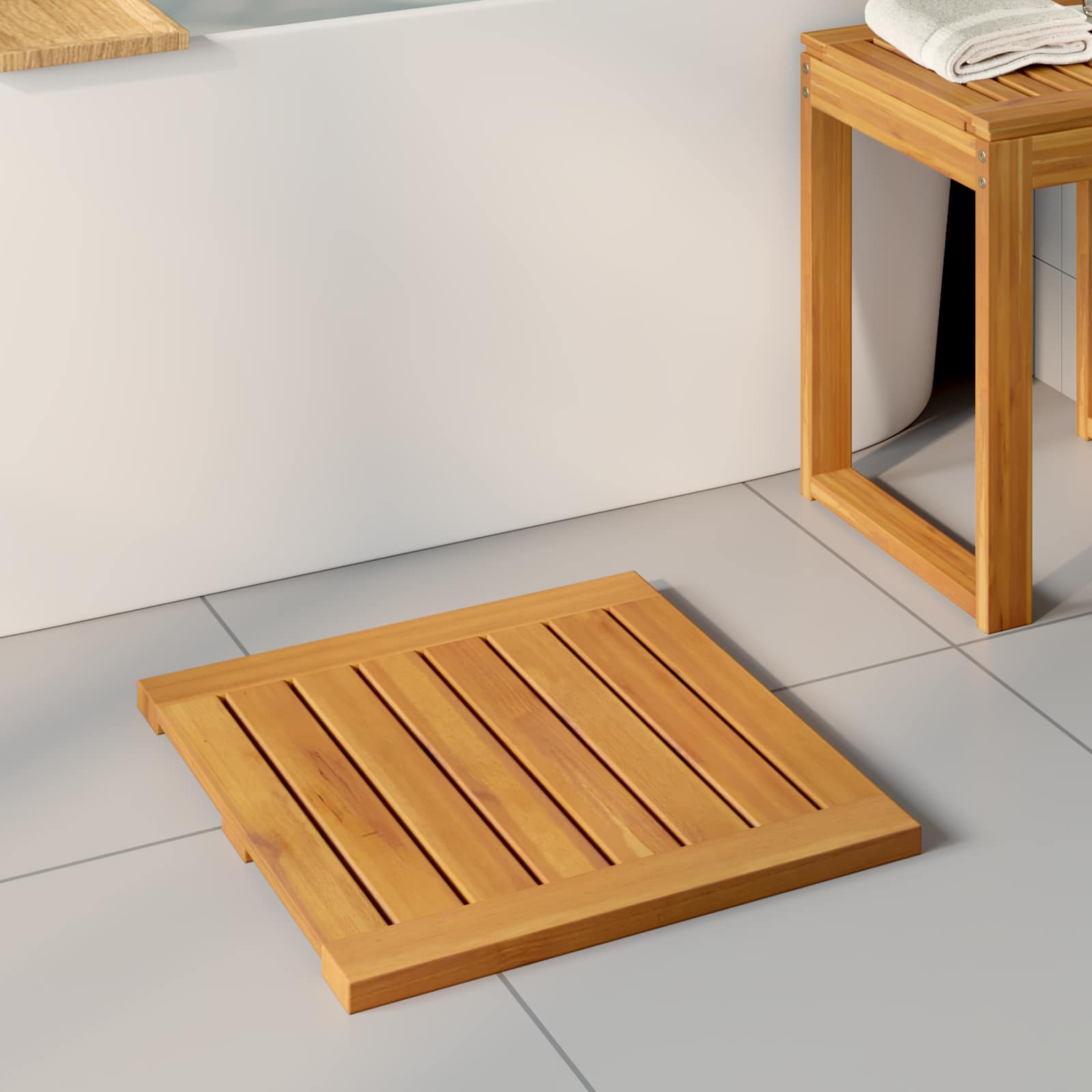 vidaXL Badmat Effen Bruin 60 x 40 cm Hout