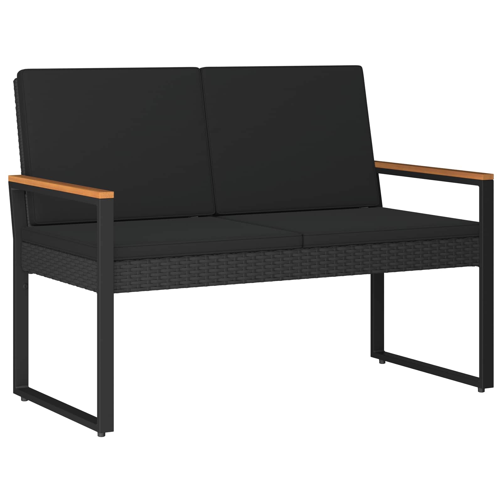 vidaXL Buitenmeubelset met kussen 4 pcs Zwart poly rattan