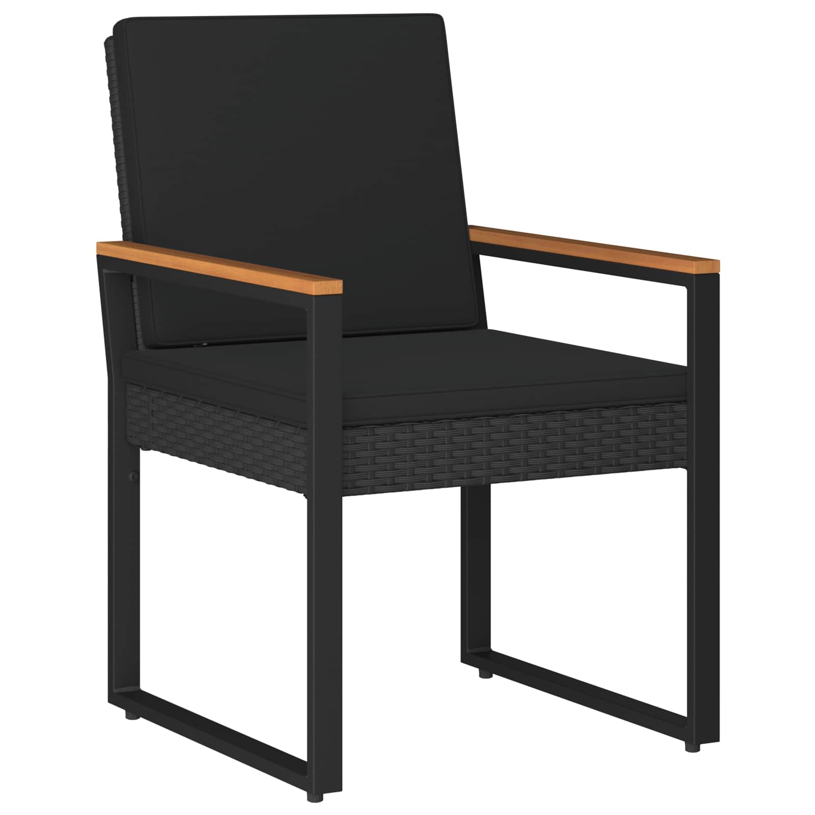 vidaXL Buitenmeubelset met kussen 4 pcs Zwart poly rattan