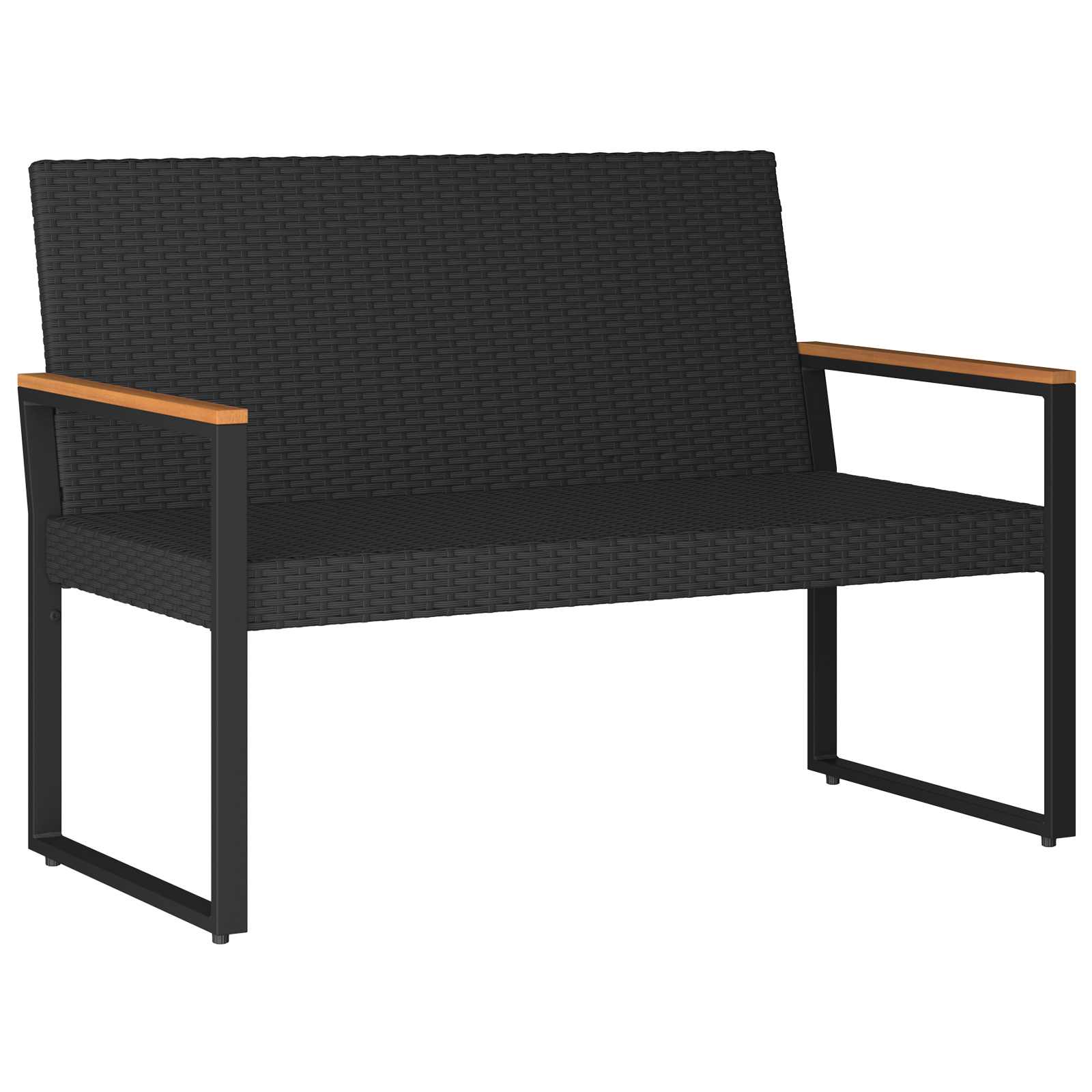 vidaXL Buitenmeubelset met kussen 4 pcs Zwart poly rattan