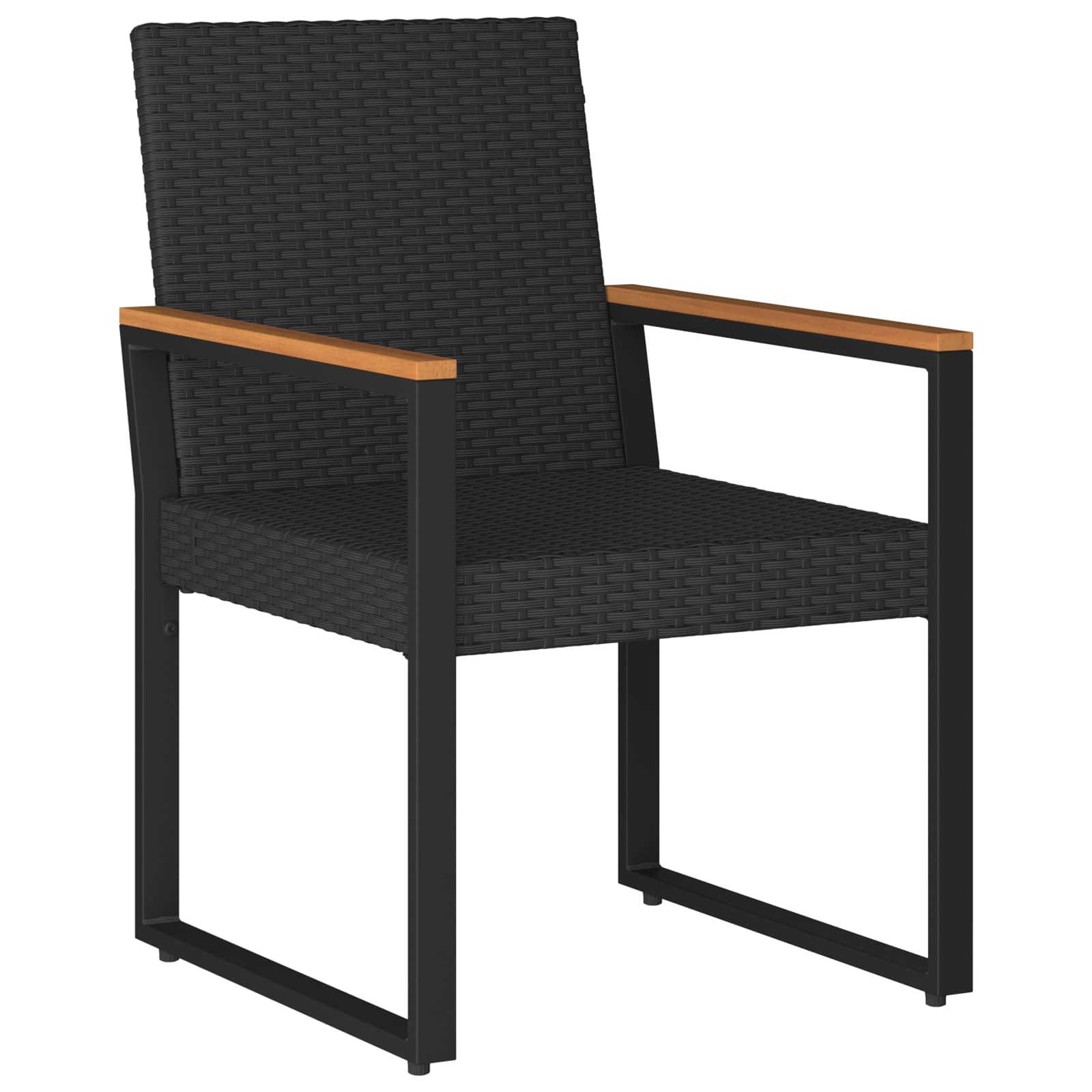 vidaXL Buitenmeubelset met kussen 4 pcs Zwart poly rattan