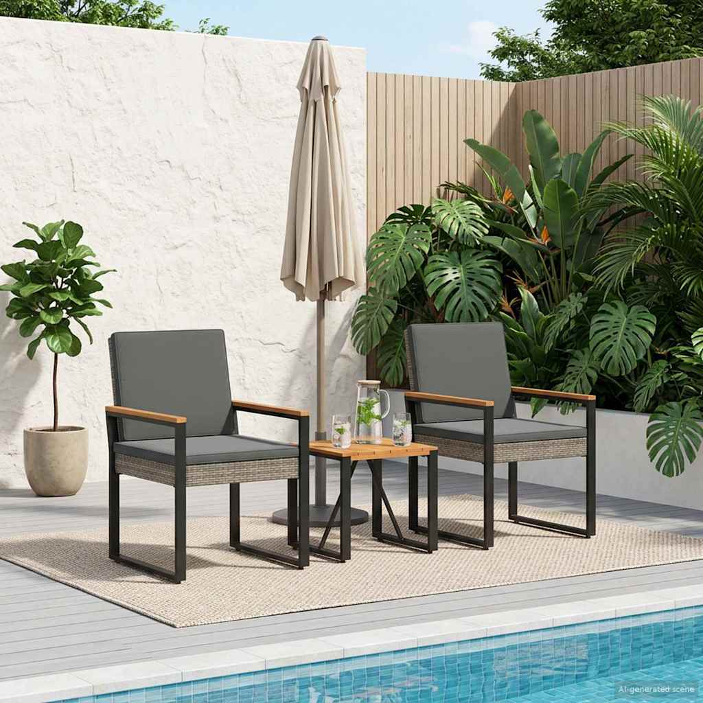 vidaXL Buitenmeubelset met kussen 4 pcs Zwart poly rattan