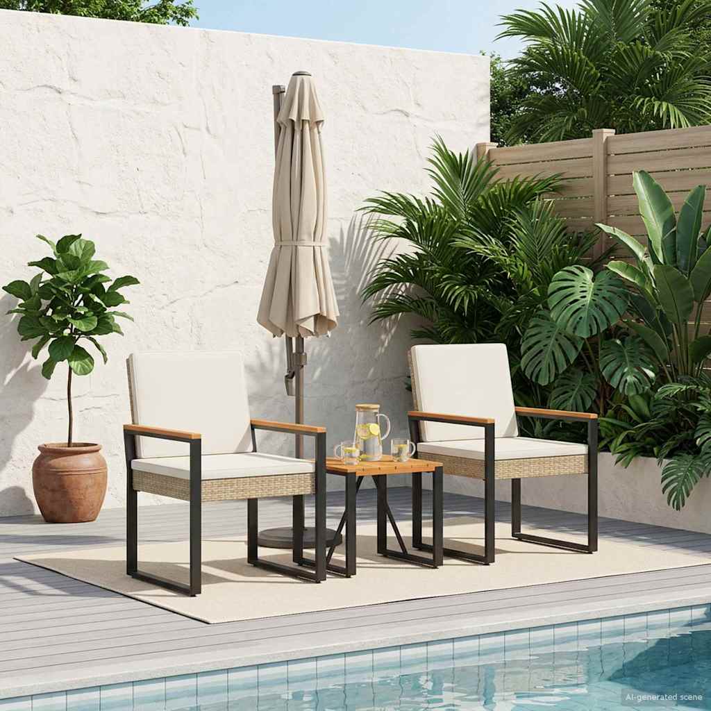 vidaXL Buitenmeubelset met kussen 4 pcs Zwart poly rattan