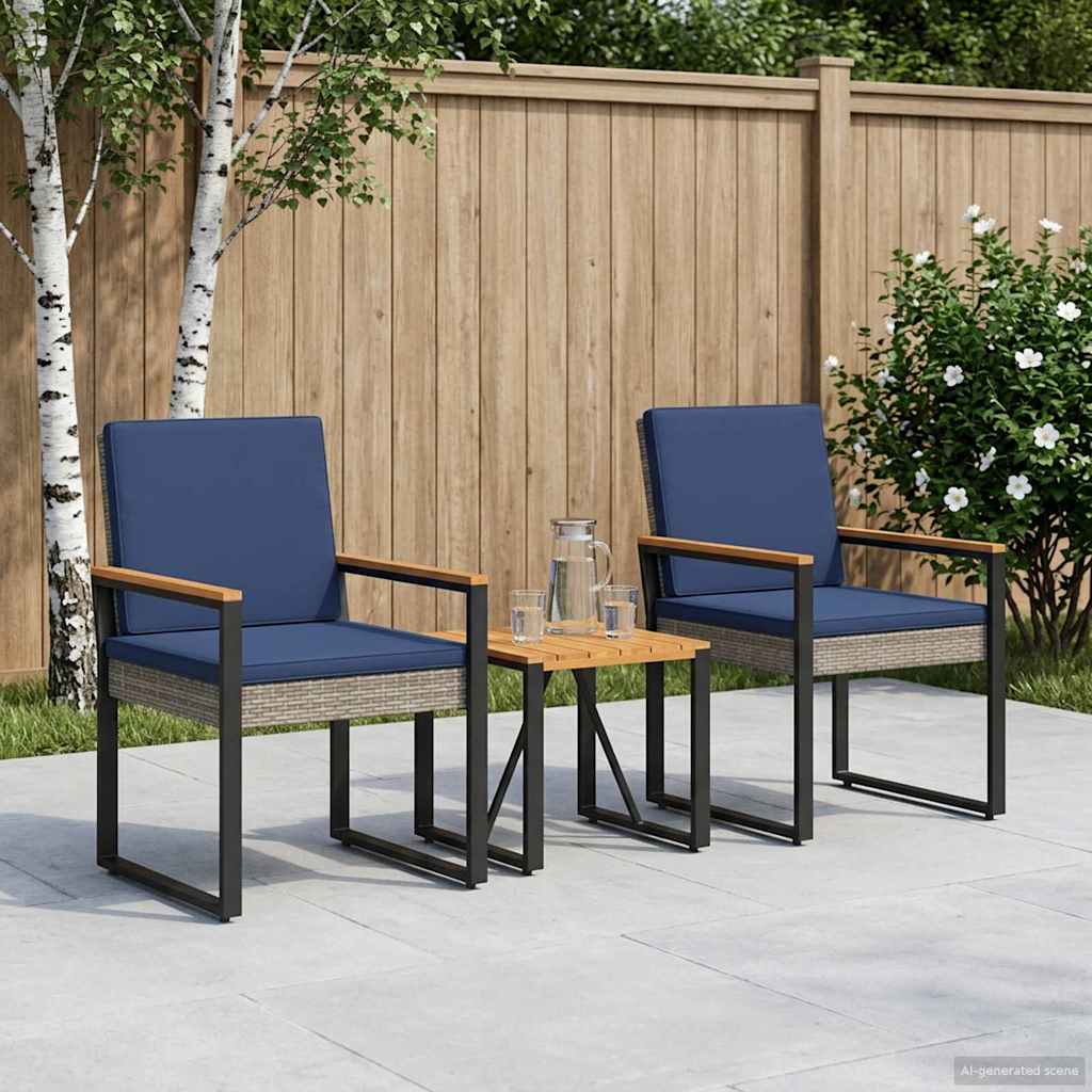 vidaXL Buitenmeubelset met kussen 4 pcs Zwart poly rattan