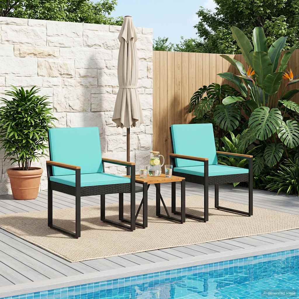 vidaXL Buitenmeubelset met kussen 4 pcs Zwart poly rattan