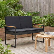 vidaXL Tuinbank met kussen Zwart 107 x 61 x 80 cm poly rattan
