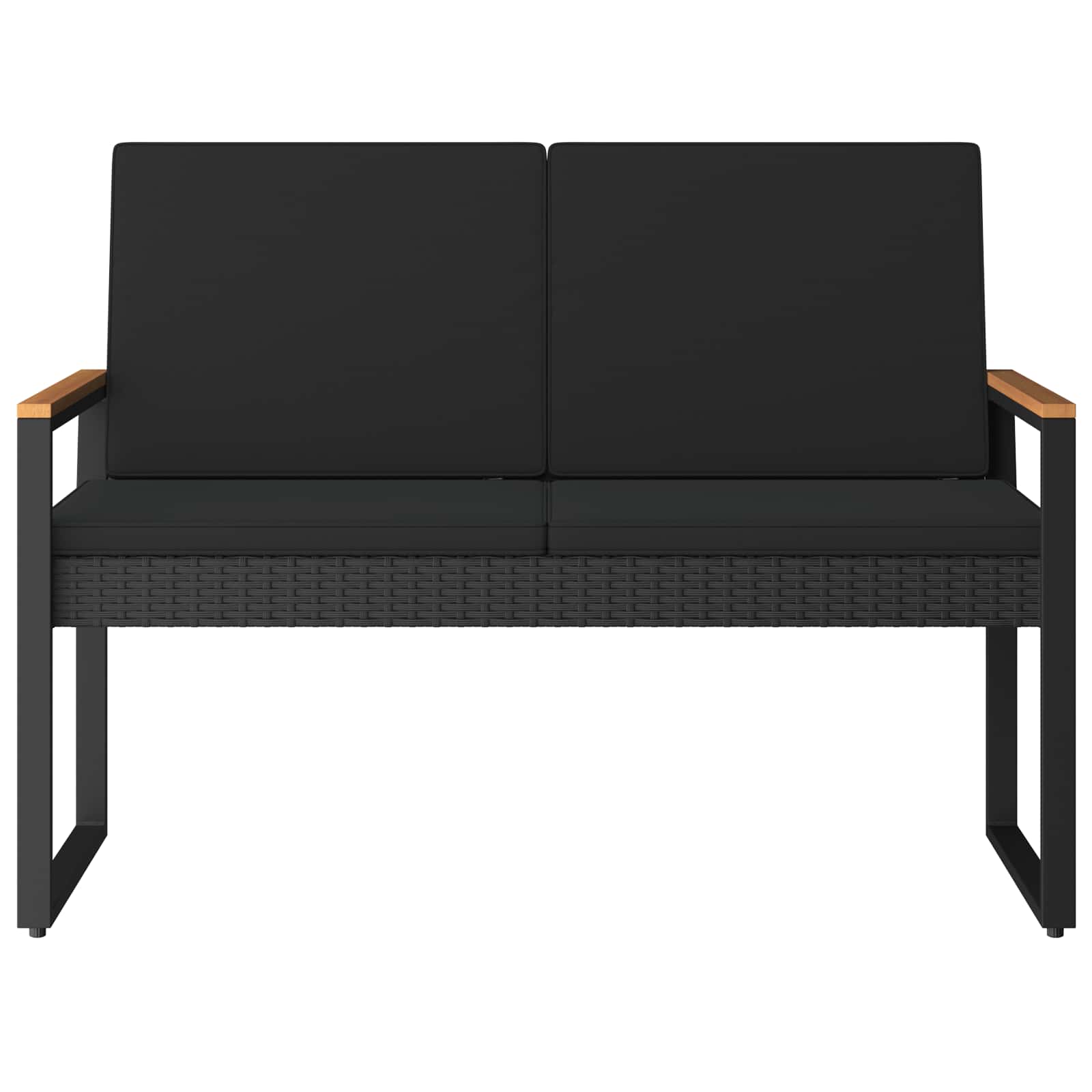 vidaXL Tuinbank met kussen Zwart 107 x 61 x 80 cm poly rattan