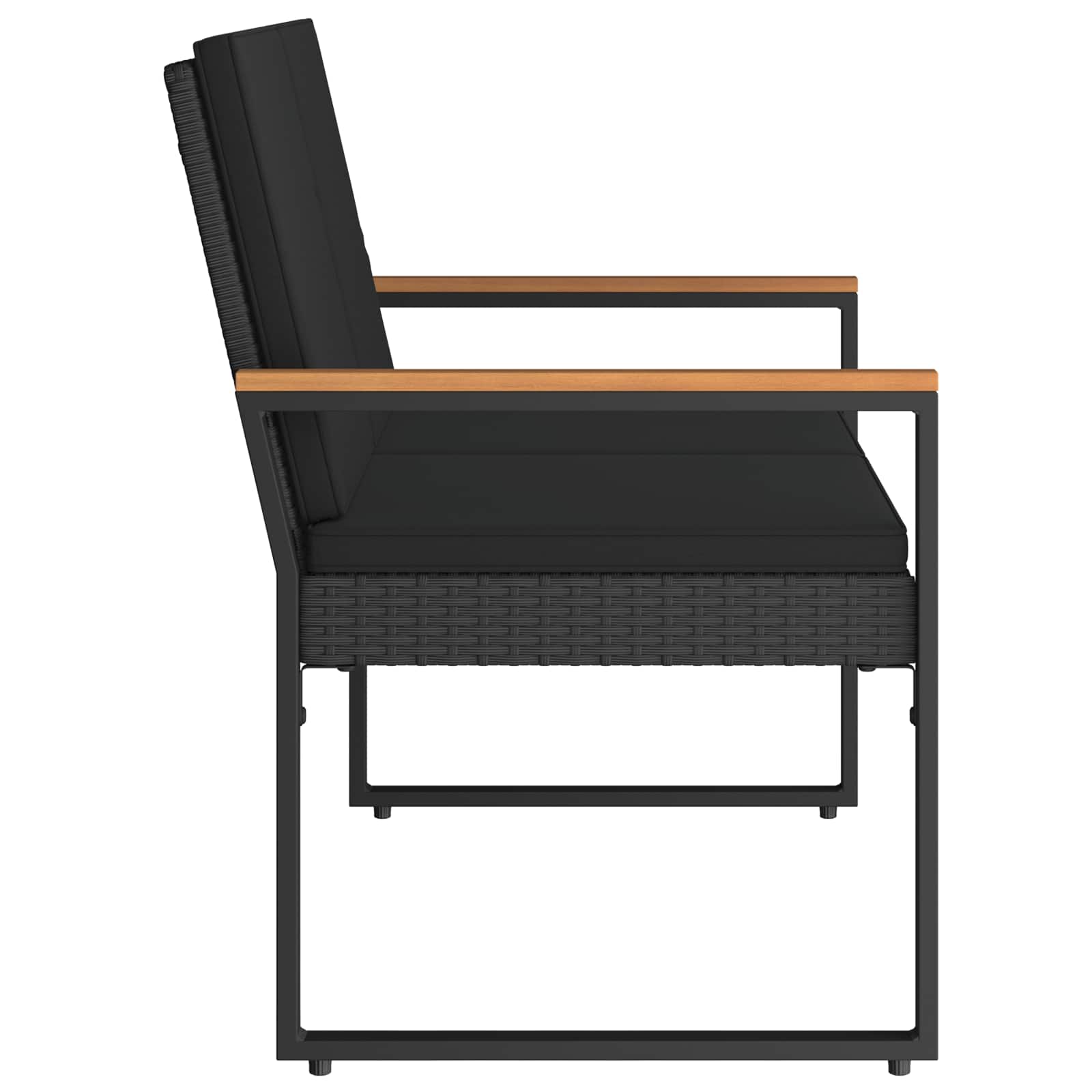 vidaXL Tuinbank met kussen Zwart 107 x 61 x 80 cm poly rattan