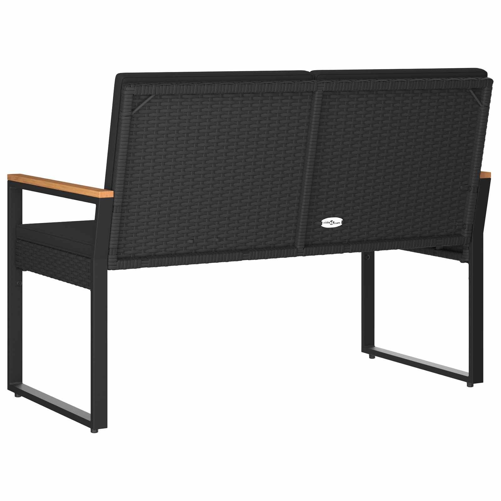 vidaXL Tuinbank met kussen Zwart 107 x 61 x 80 cm poly rattan