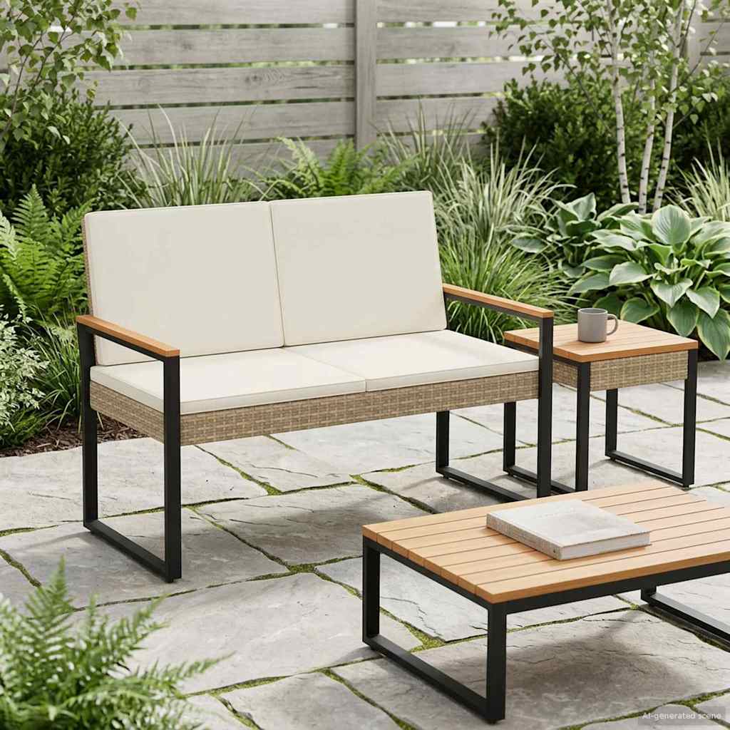 vidaXL Tuinbank met kussen Zwart 107 x 61 x 80 cm poly rattan