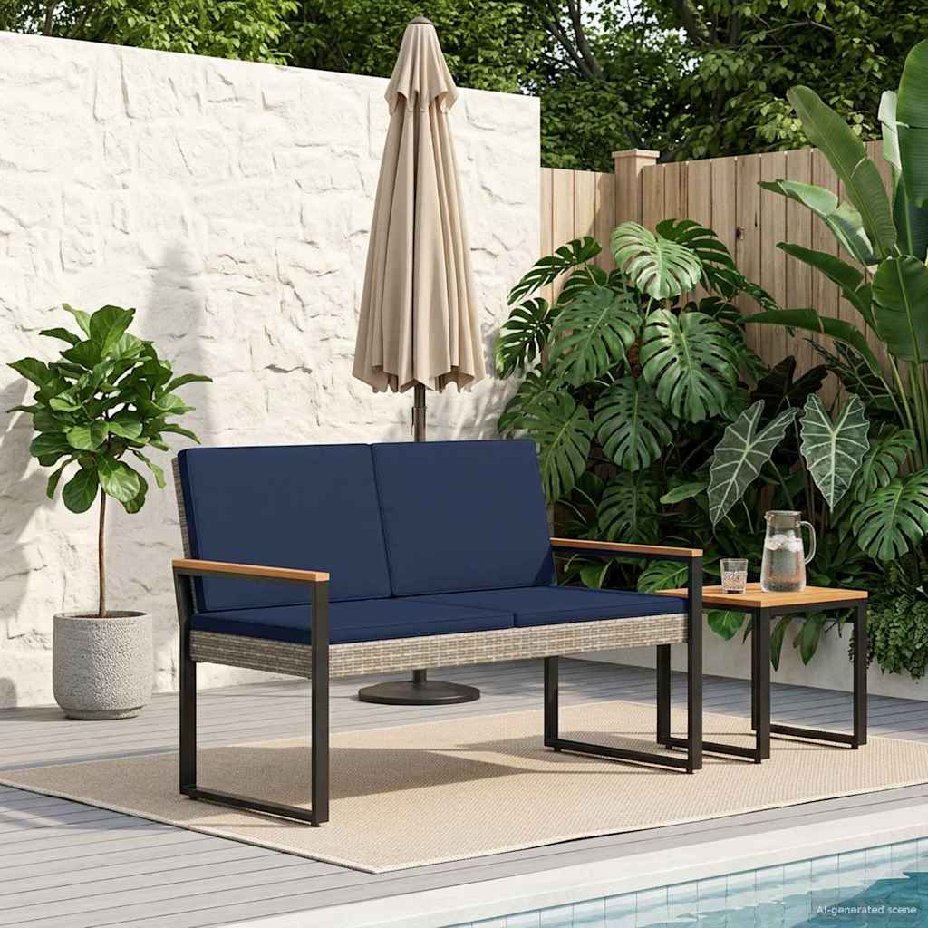 vidaXL Tuinbank met kussen Zwart 107 x 61 x 80 cm poly rattan