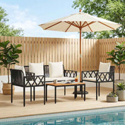 vidaXL tuinmeubelset 4 pcs Zwart en Cream Wit poly rattan