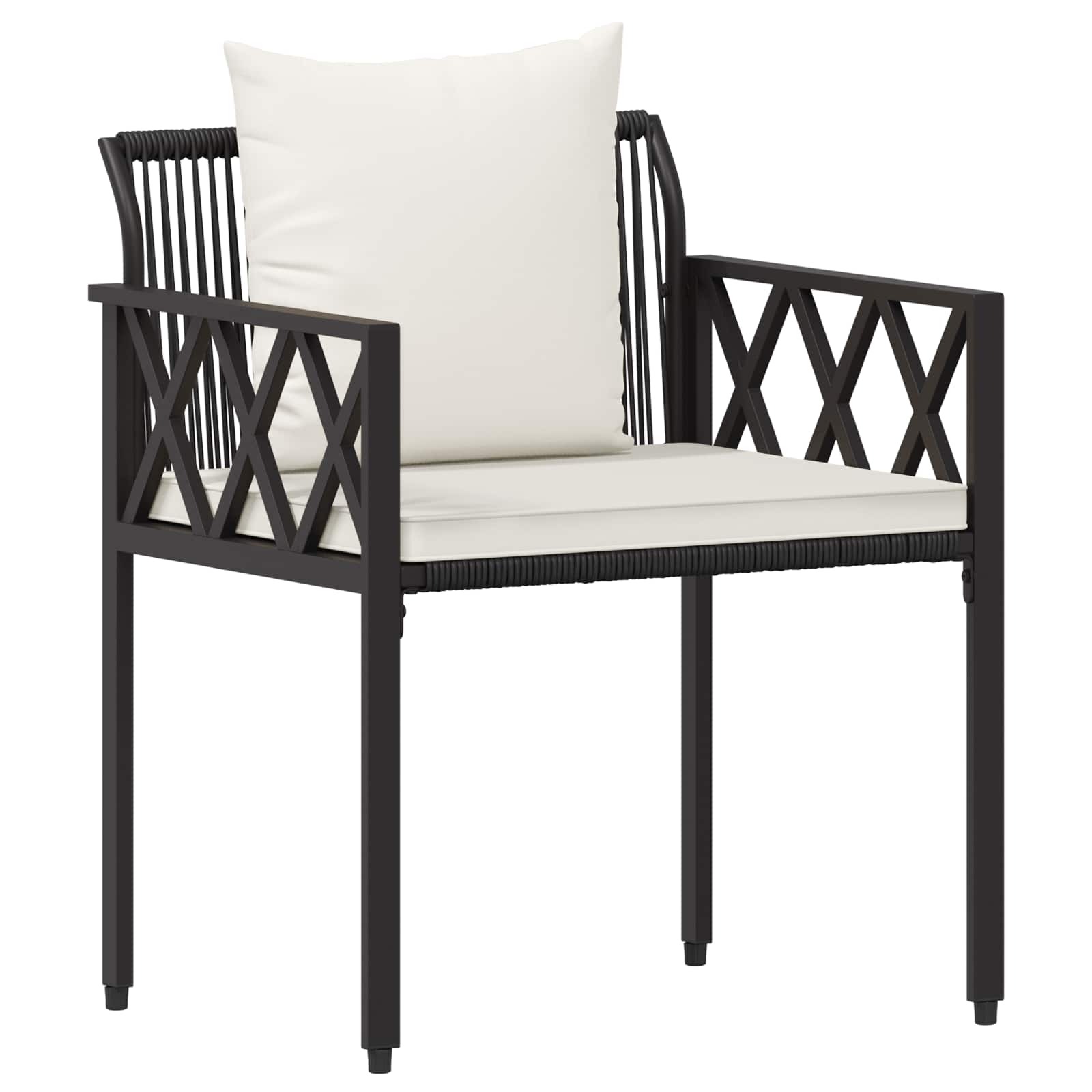 vidaXL tuinmeubelset 4 pcs Zwart en Cream Wit poly rattan