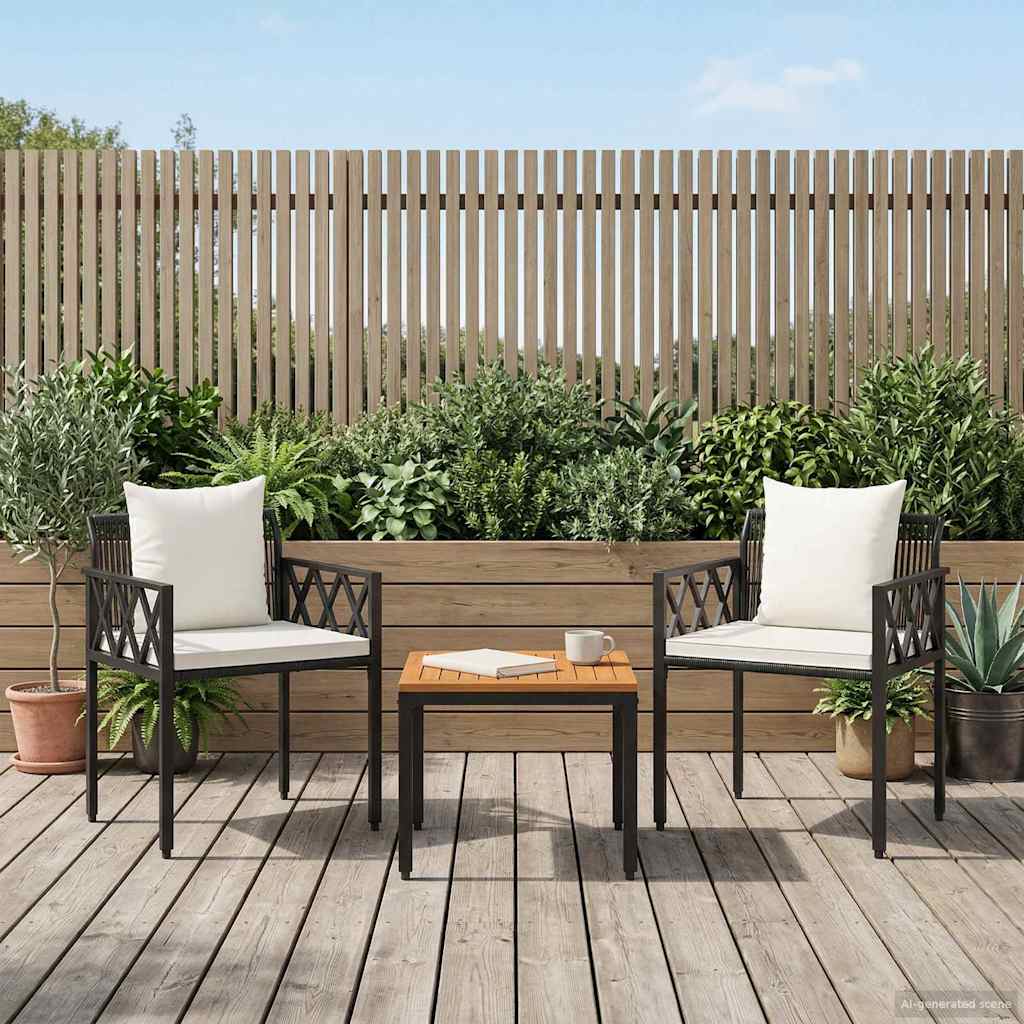 vidaXL tuinmeubelset 4 pcs Zwart en Cream Wit poly rattan