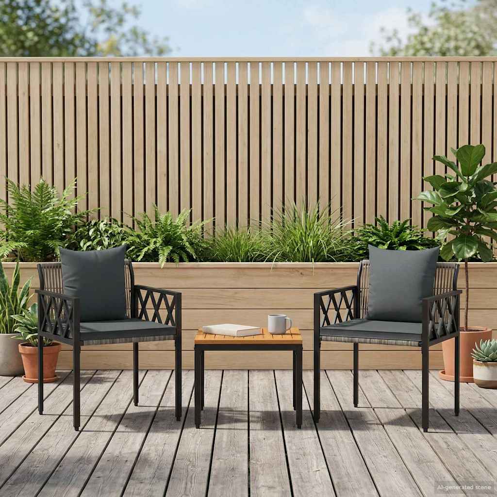 vidaXL tuinmeubelset 4 pcs Zwart en Cream Wit poly rattan