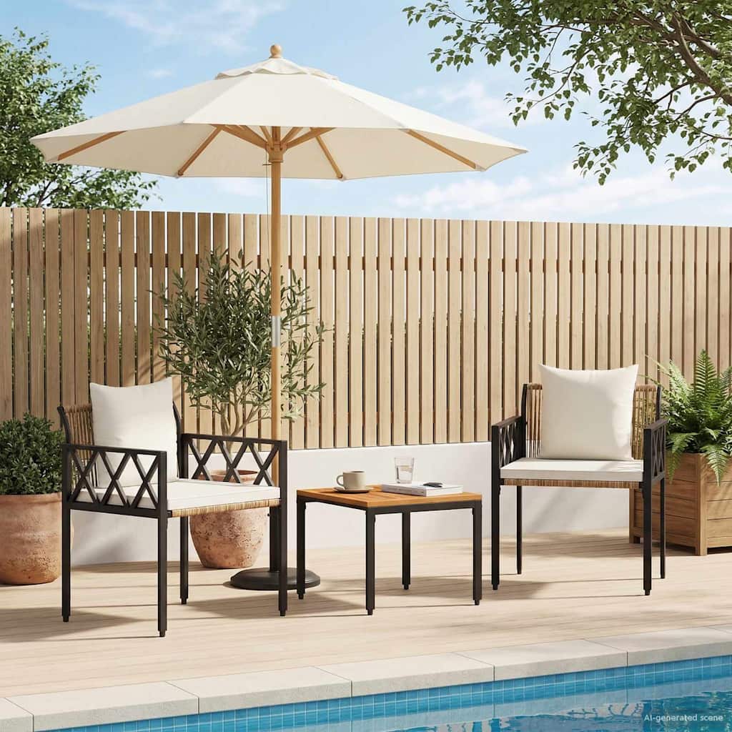 vidaXL tuinmeubelset 4 pcs Zwart en Cream Wit poly rattan