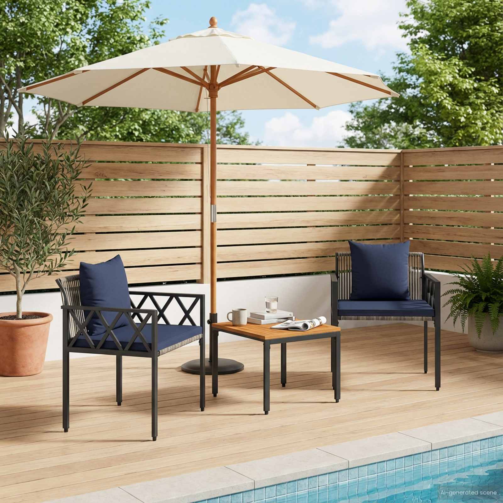 vidaXL tuinmeubelset 4 pcs Zwart en Cream Wit poly rattan