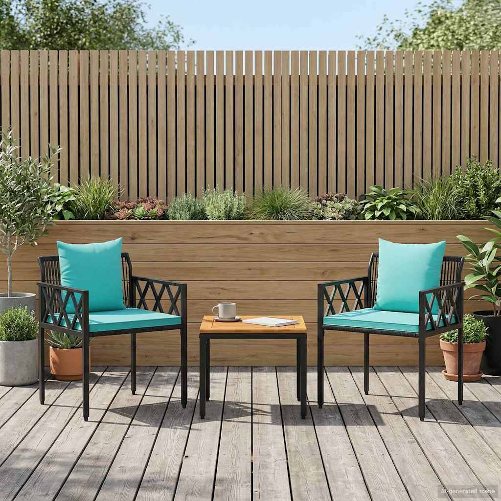 vidaXL tuinmeubelset 4 pcs Zwart en Cream Wit poly rattan