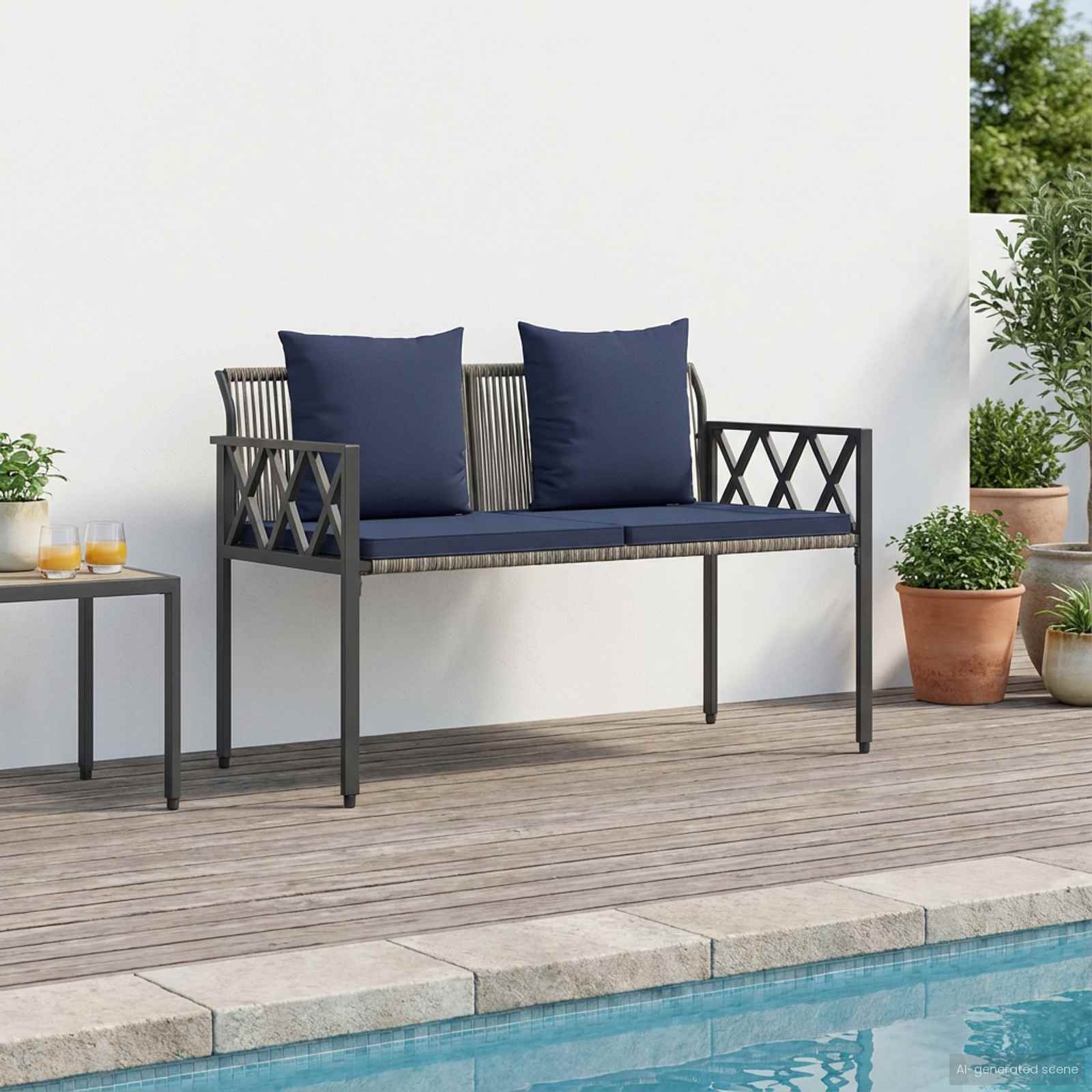 vidaXL Buitenbanken 2 -Seater 116 x 56 x 75 cm poly rattan