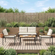 vidaXL tuinmeubelset 4 pcs Crèmewit poly rattan