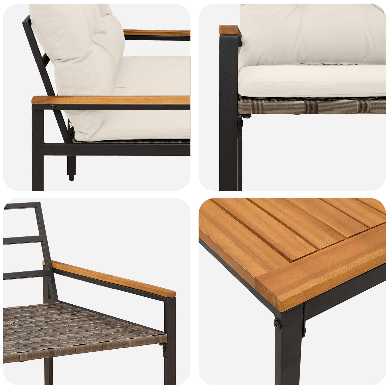 vidaXL tuinmeubelset 4 pcs Crèmewit poly rattan