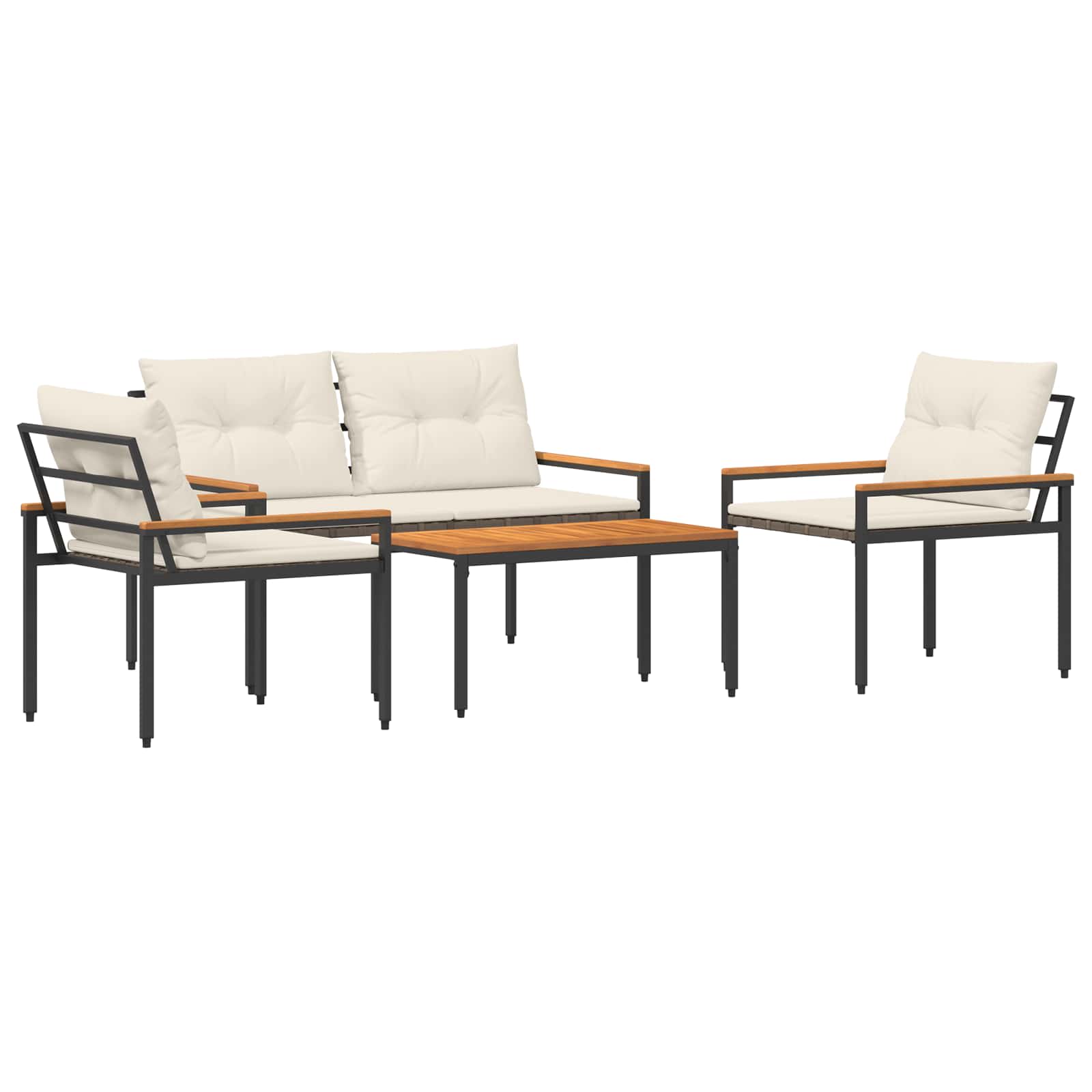 vidaXL tuinmeubelset 4 pcs Crèmewit poly rattan