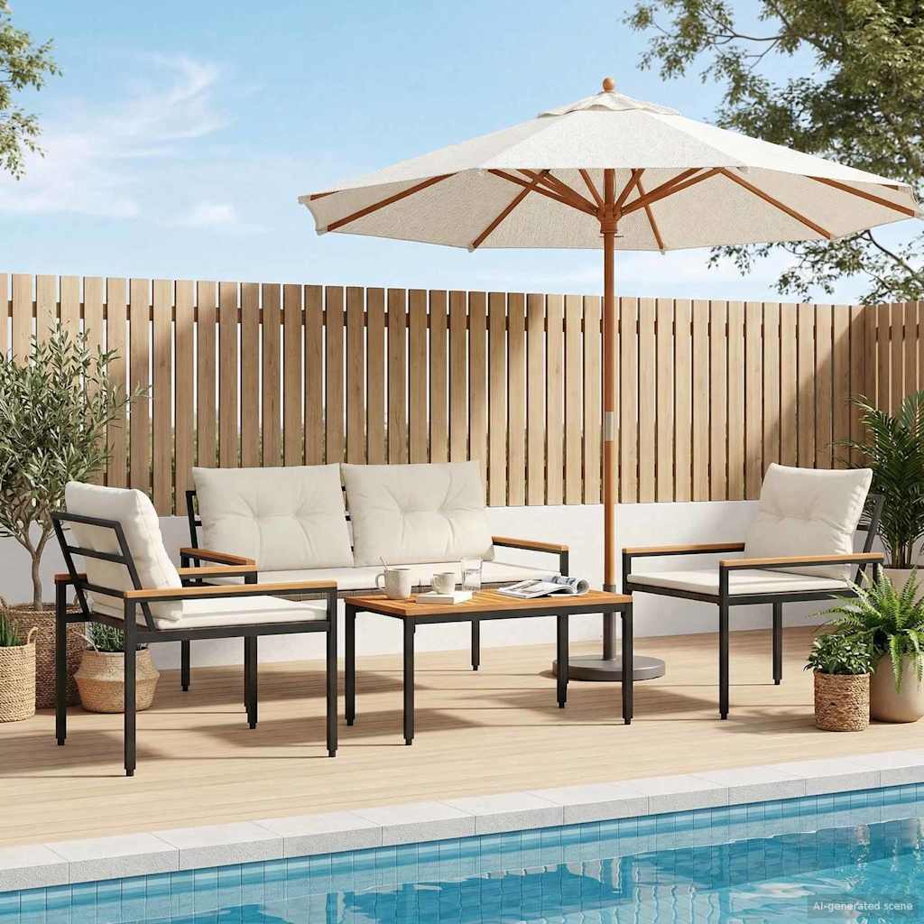 vidaXL tuinmeubelset 4 pcs Crèmewit poly rattan