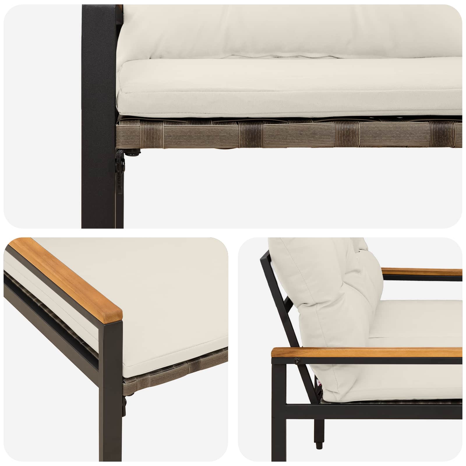 vidaXL Tuinbank 2 -Seater 116 x 67,5 x 72 cm poly rattan Crèmewit