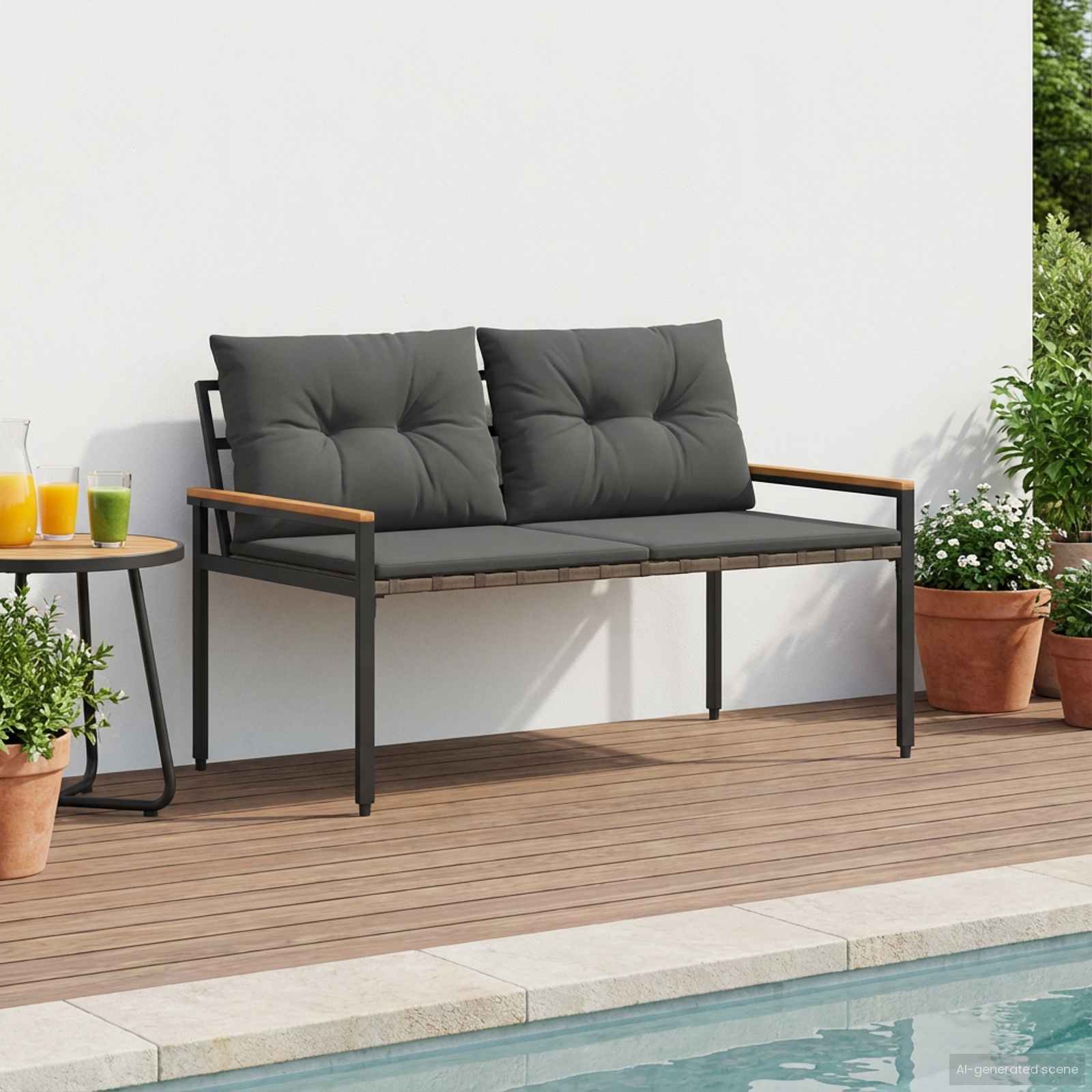 vidaXL Tuinbank 2 -Seater 116 x 67,5 x 72 cm poly rattan Crèmewit