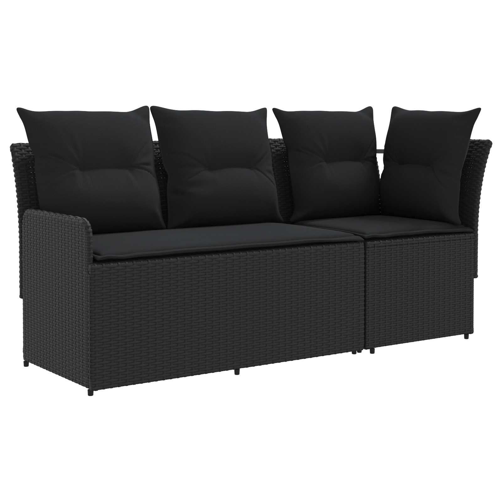 vidaXL Tuinstoel met Armleuning en Hoekbank 2 Stuk Zwart PE Rattan