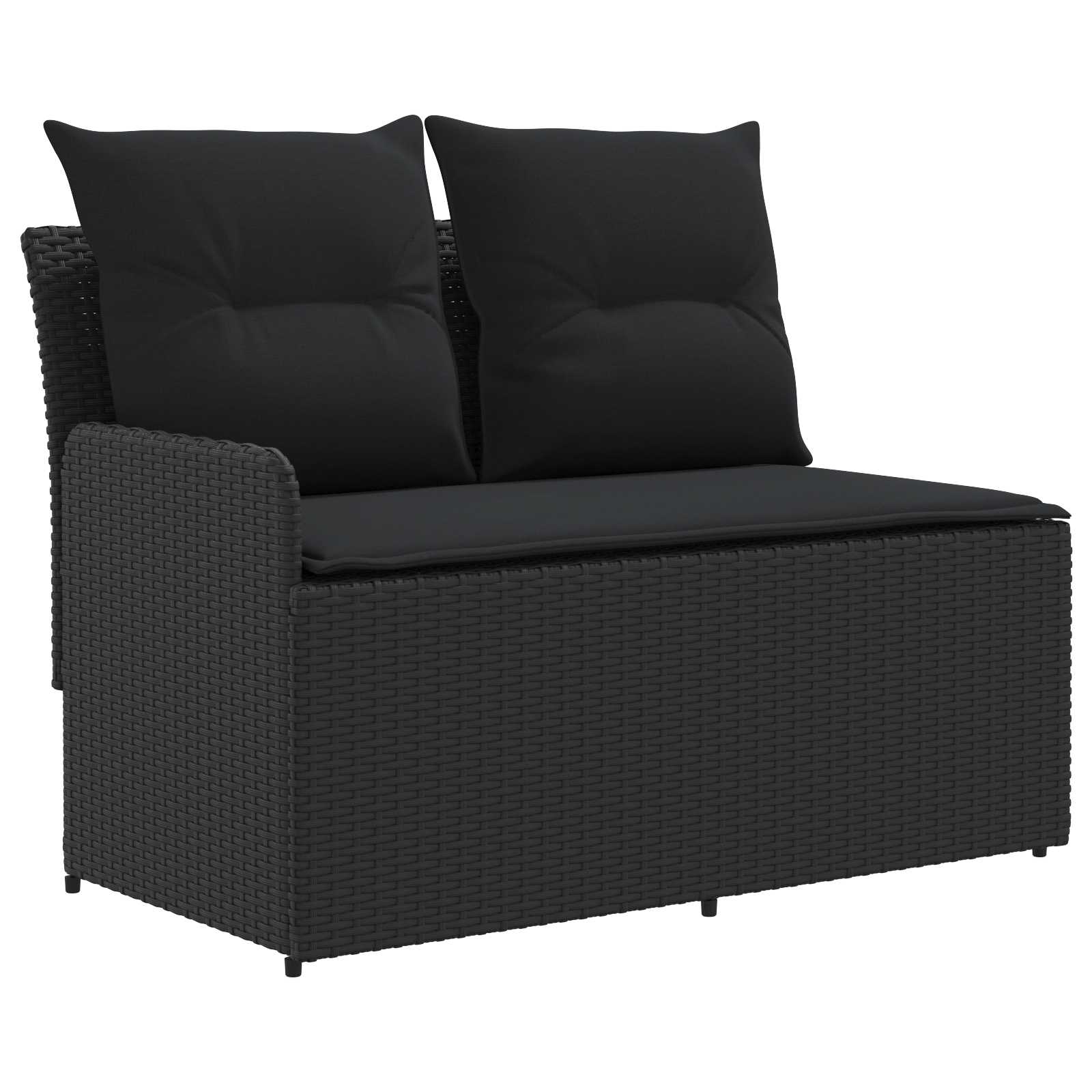 vidaXL Tuinstoel met Armleuning en Hoekbank 2 Stuk Zwart PE Rattan