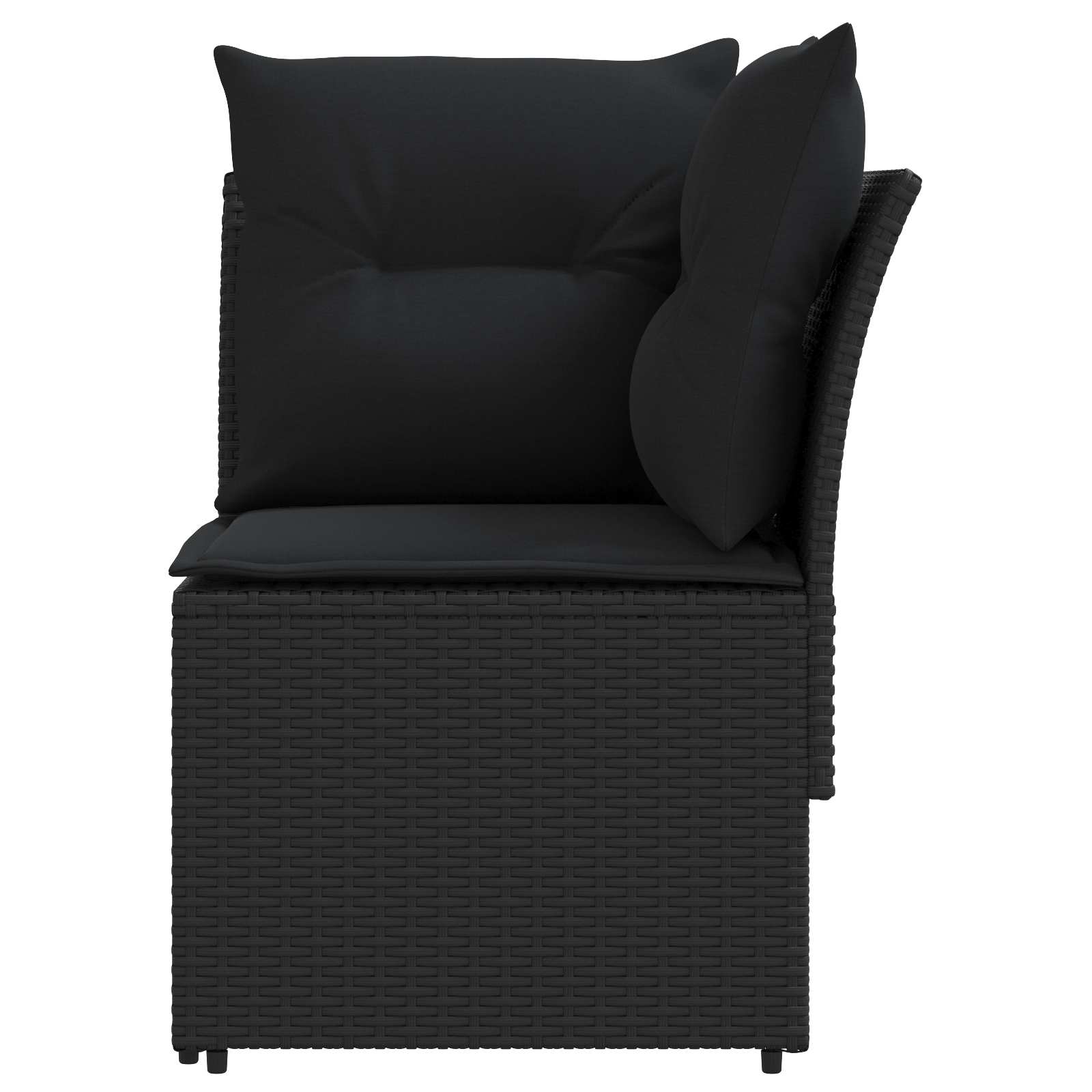 vidaXL Tuinstoel met Armleuning en Hoekbank 2 Stuk Zwart PE Rattan