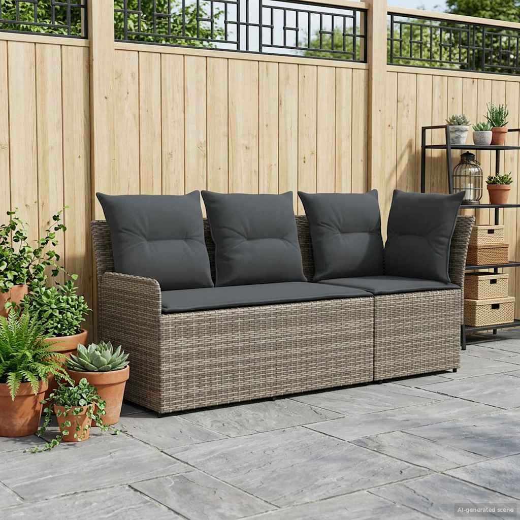 vidaXL Tuinstoel met Armleuning en Hoekbank 2 Stuk Zwart PE Rattan