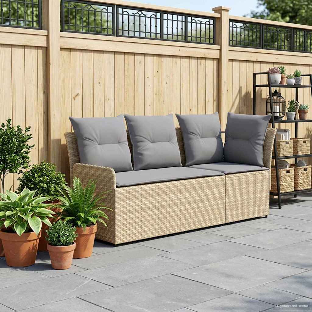 vidaXL Tuinstoel met Armleuning en Hoekbank 2 Stuk Zwart PE Rattan