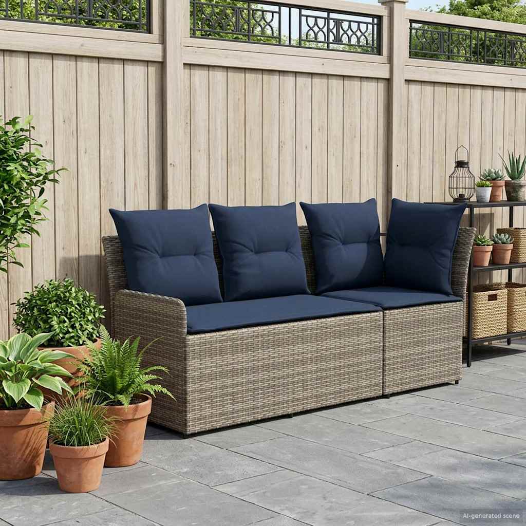 vidaXL Tuinstoel met Armleuning en Hoekbank 2 Stuk Zwart PE Rattan