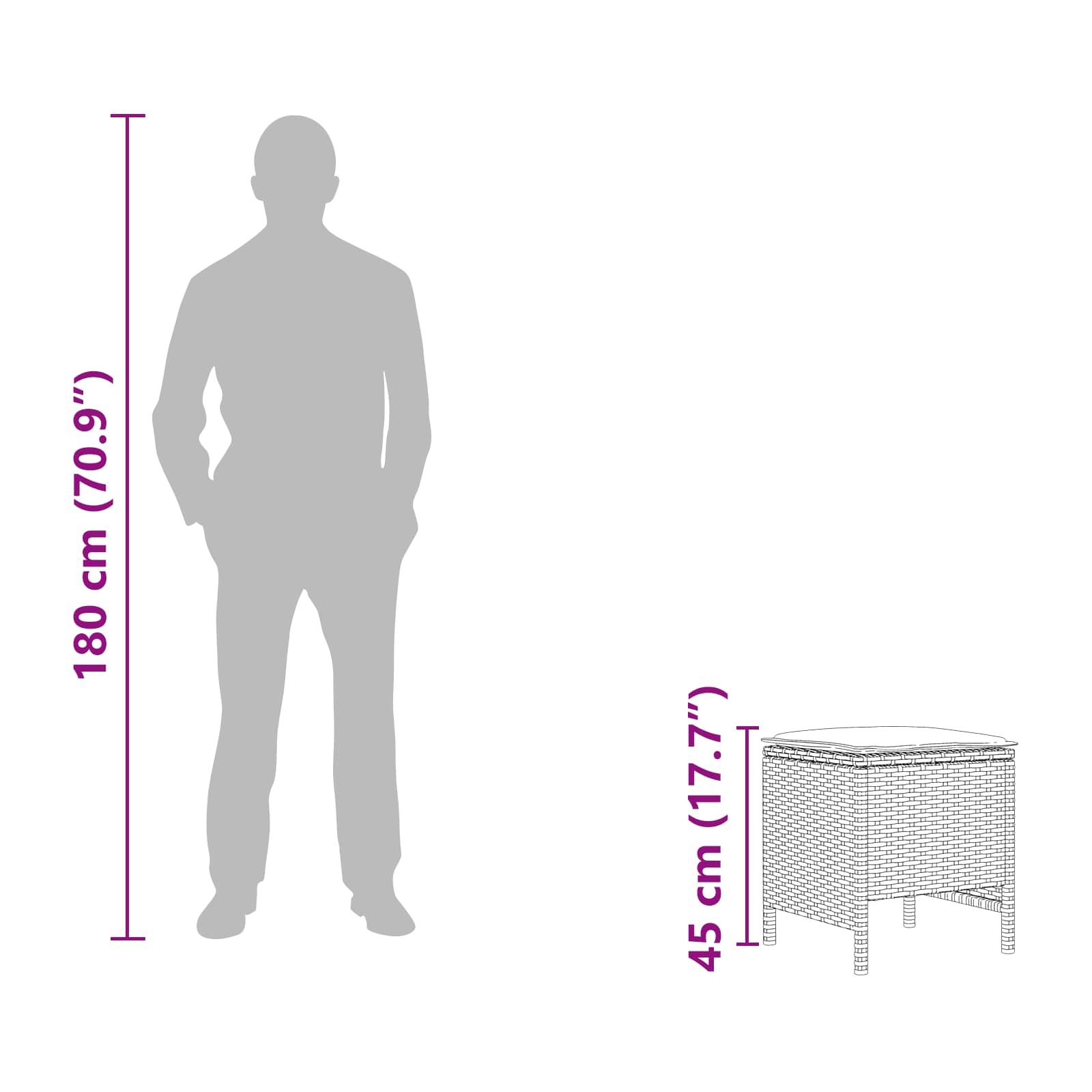 vidaXL Tuinvoetenbank 2 Stuk Zwart 38 x 38 x 45 cm PE Rattan