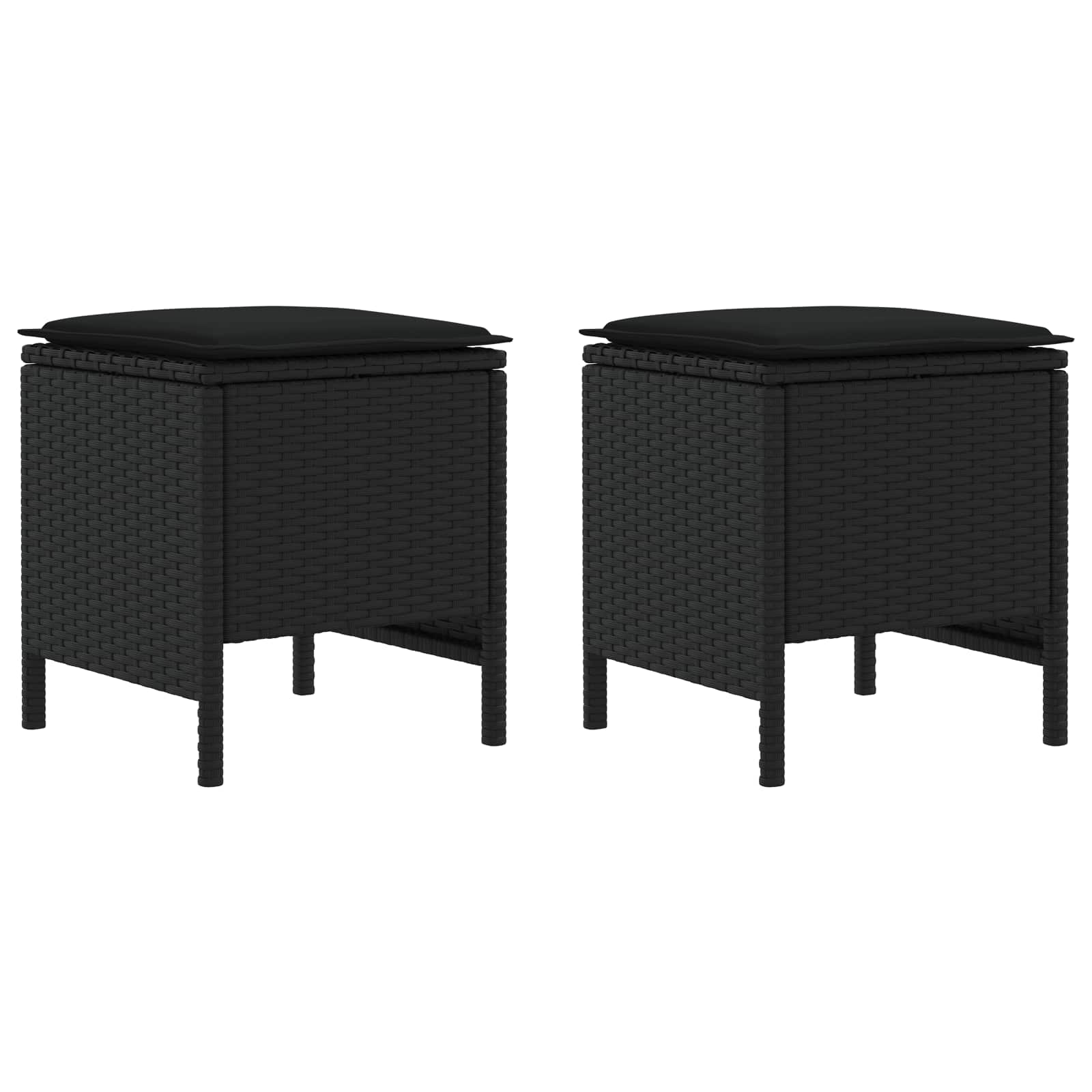 vidaXL Tuinvoetenbank 2 Stuk Zwart 38 x 38 x 45 cm PE Rattan