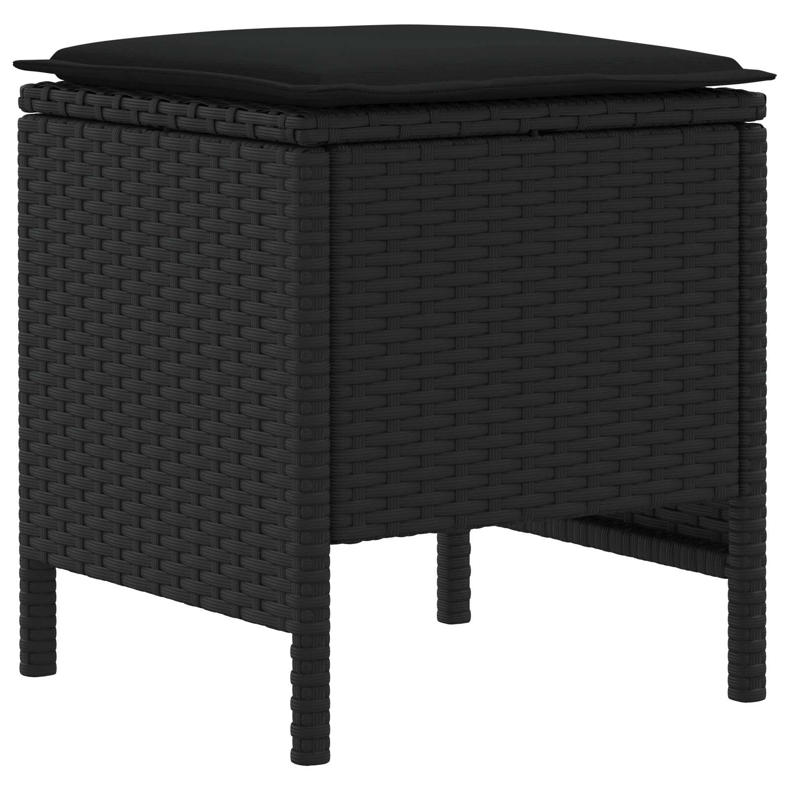 vidaXL Tuinvoetenbank 2 Stuk Zwart 38 x 38 x 45 cm PE Rattan
