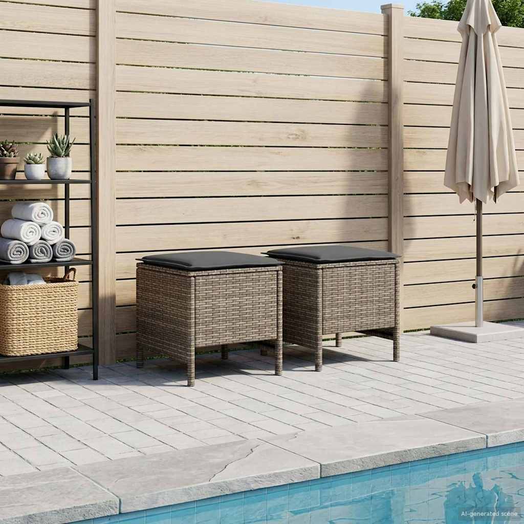 vidaXL Tuinvoetenbank 2 Stuk Zwart 38 x 38 x 45 cm PE Rattan