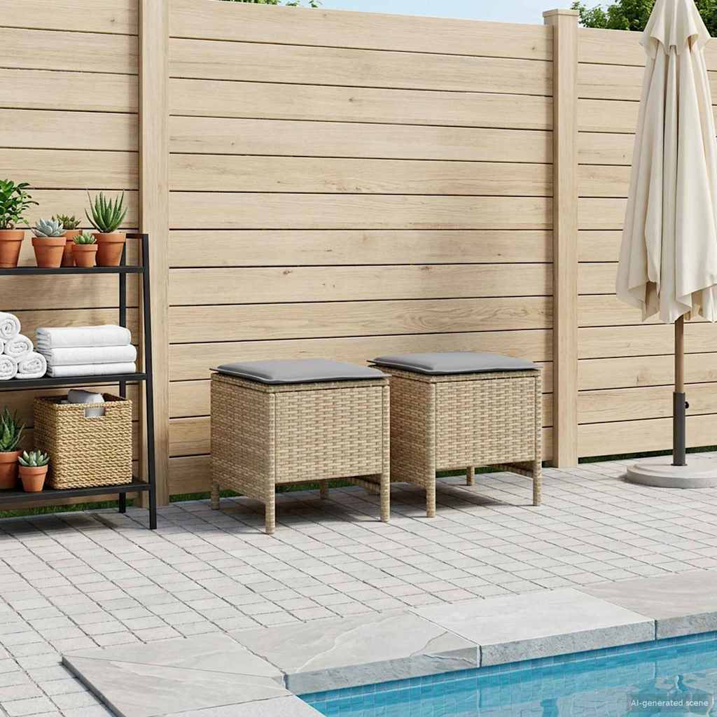 vidaXL Tuinvoetenbank 2 Stuk Zwart 38 x 38 x 45 cm PE Rattan