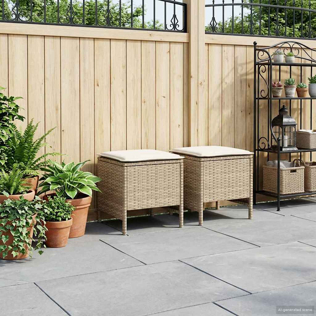 vidaXL Tuinvoetenbank 2 Stuk Zwart 38 x 38 x 45 cm PE Rattan