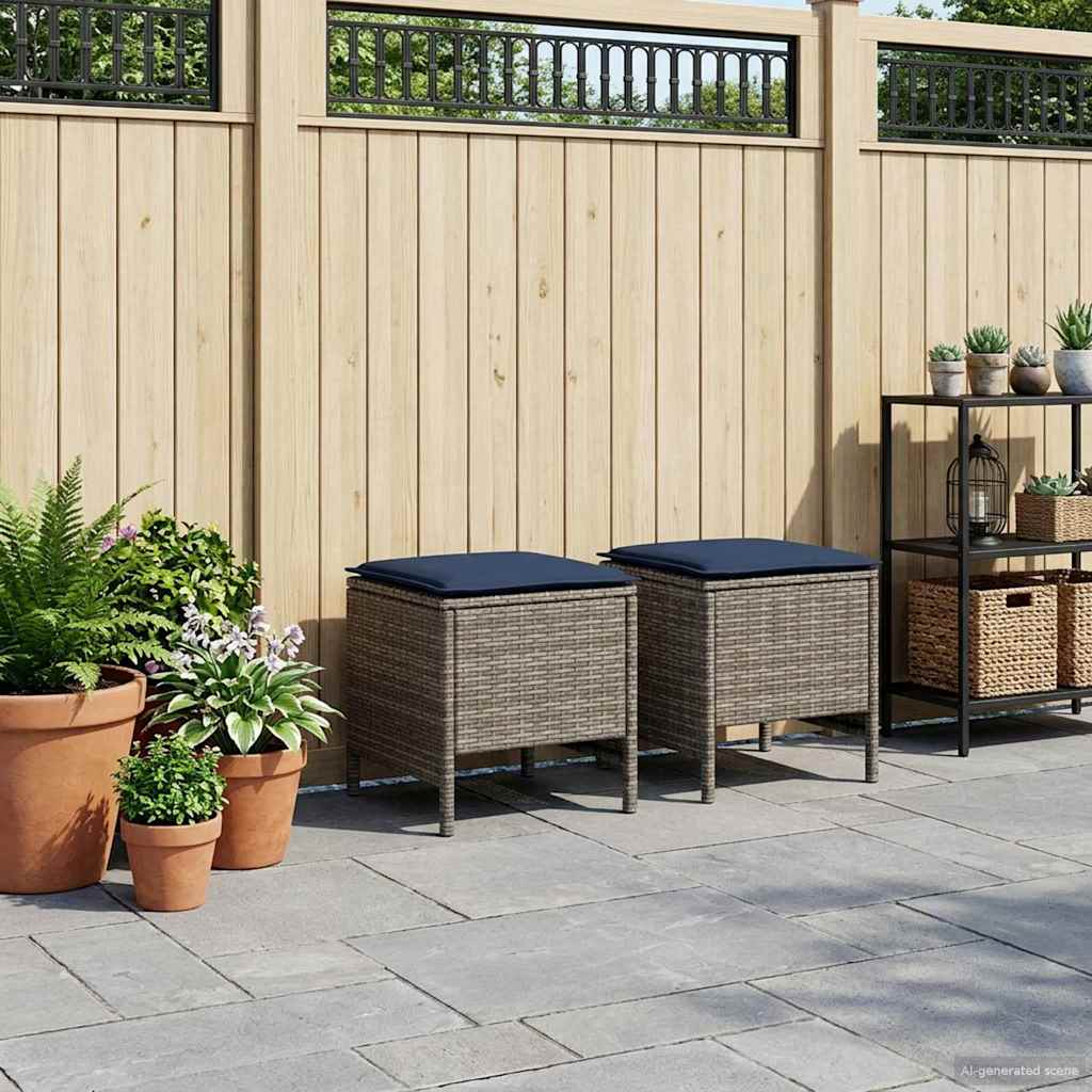 vidaXL Tuinvoetenbank 2 Stuk Zwart 38 x 38 x 45 cm PE Rattan