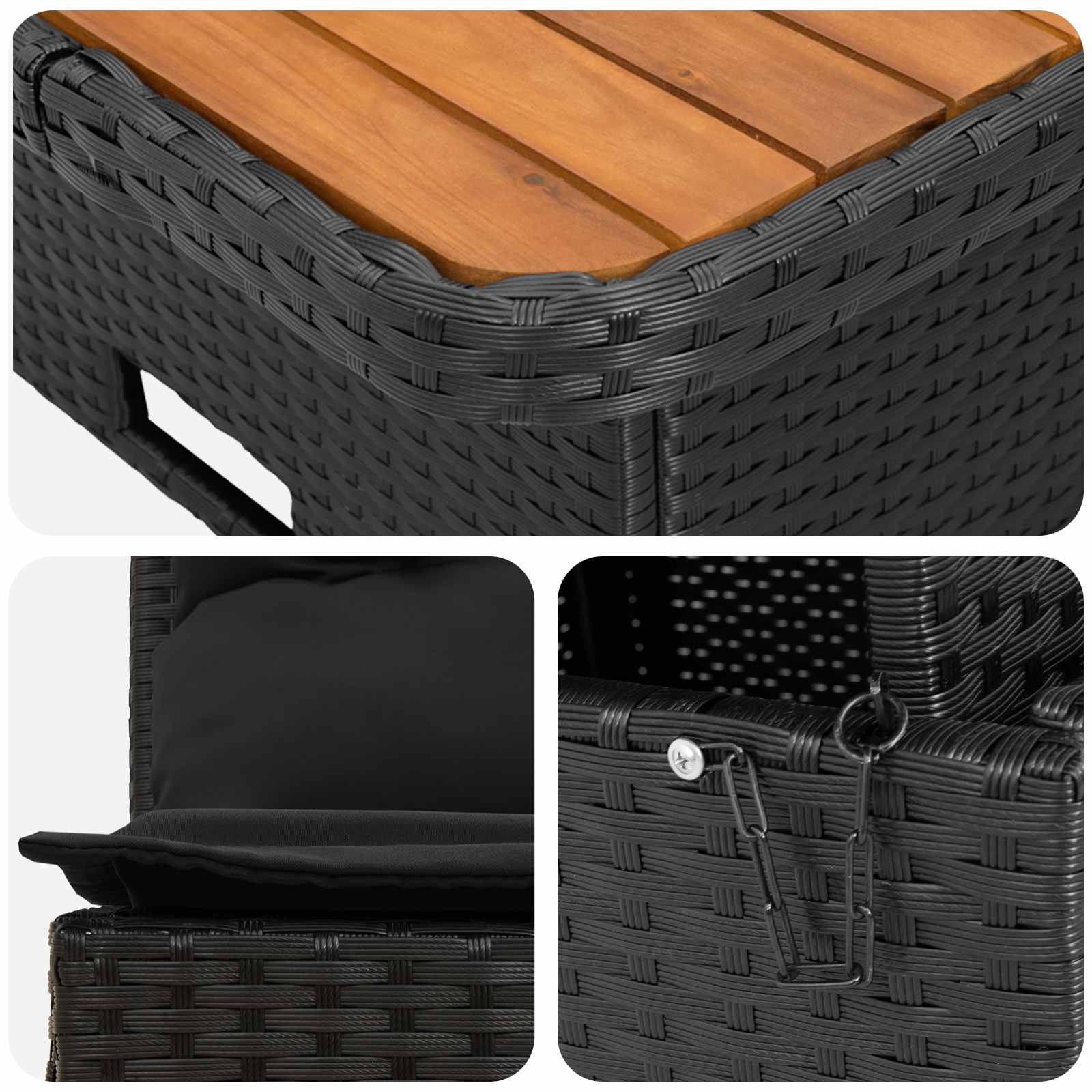 vidaXL 2 Stuk Tuin middelste sofa met uitschuiftafel poly rattan Zwart